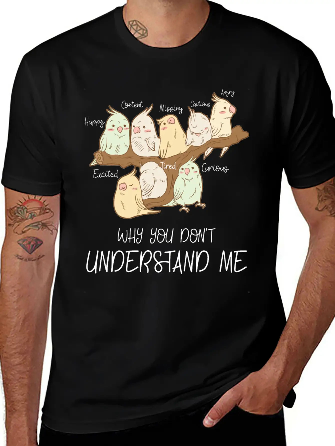 Cute Parrot Emotions Personality Attitude Gift Basic Graphic T-Shirt – Daily Comfort In Soft Cotton