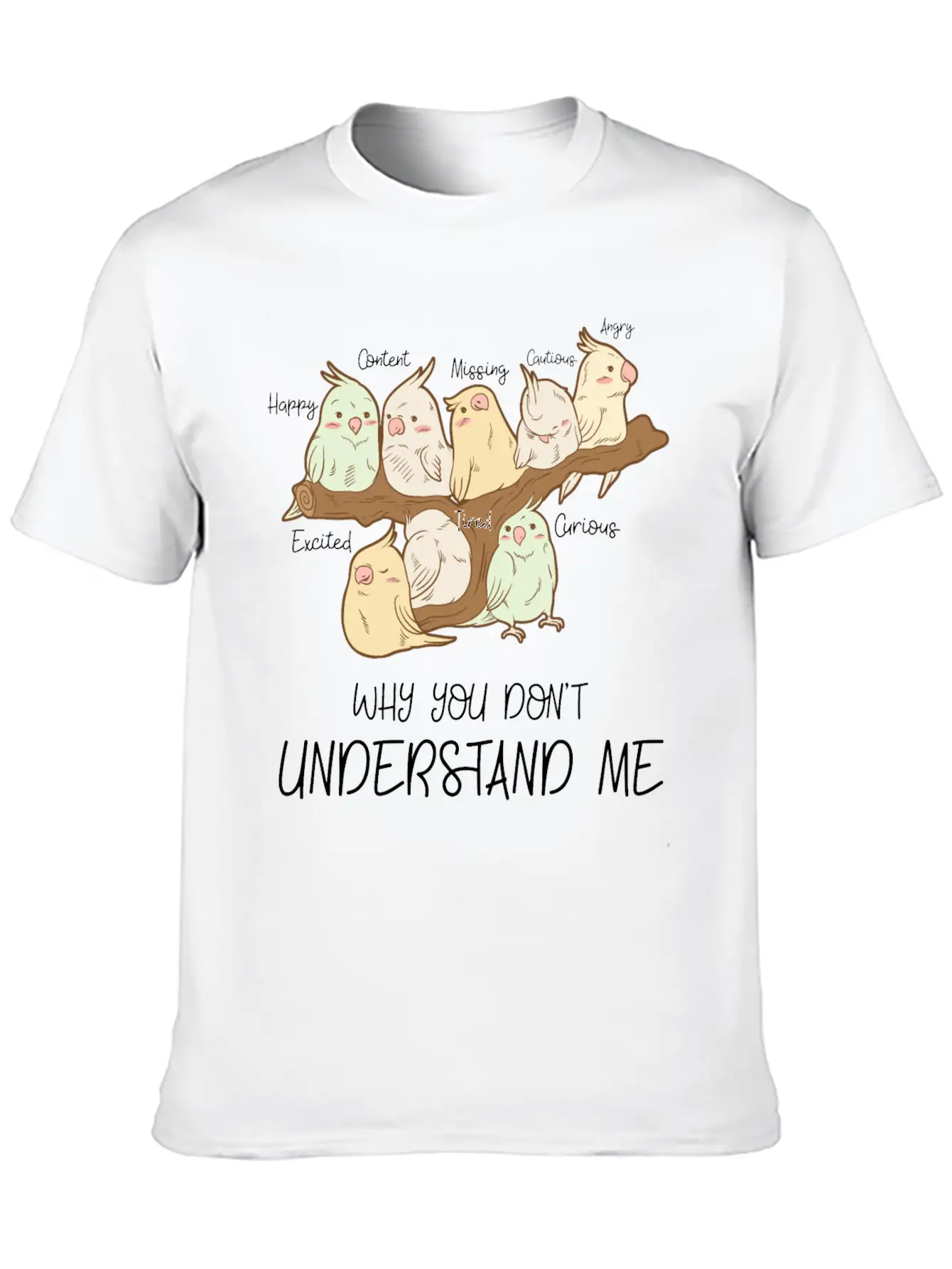 Cute Parrot Emotions Personality Attitude Gift Basic Graphic T-Shirt – Daily Comfort In Soft Cotton