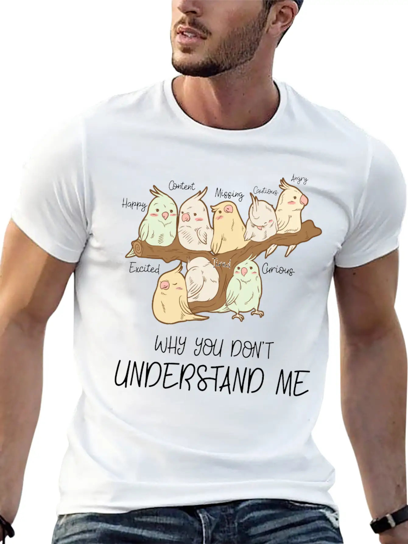 Cute Parrot Emotions Personality Attitude Gift Basic Graphic T-Shirt – Daily Comfort In Soft Cotton