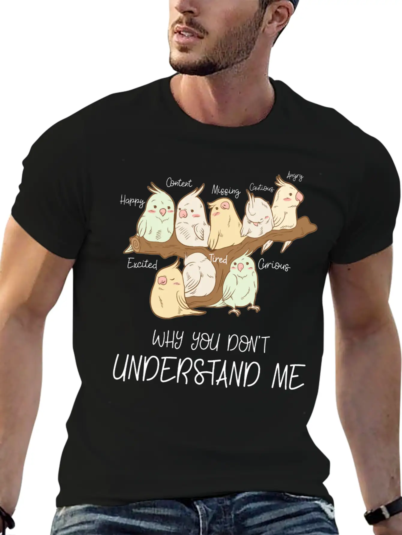 Cute Parrot Emotions Personality Attitude Gift Basic Graphic T-Shirt – Daily Comfort In Soft Cotton