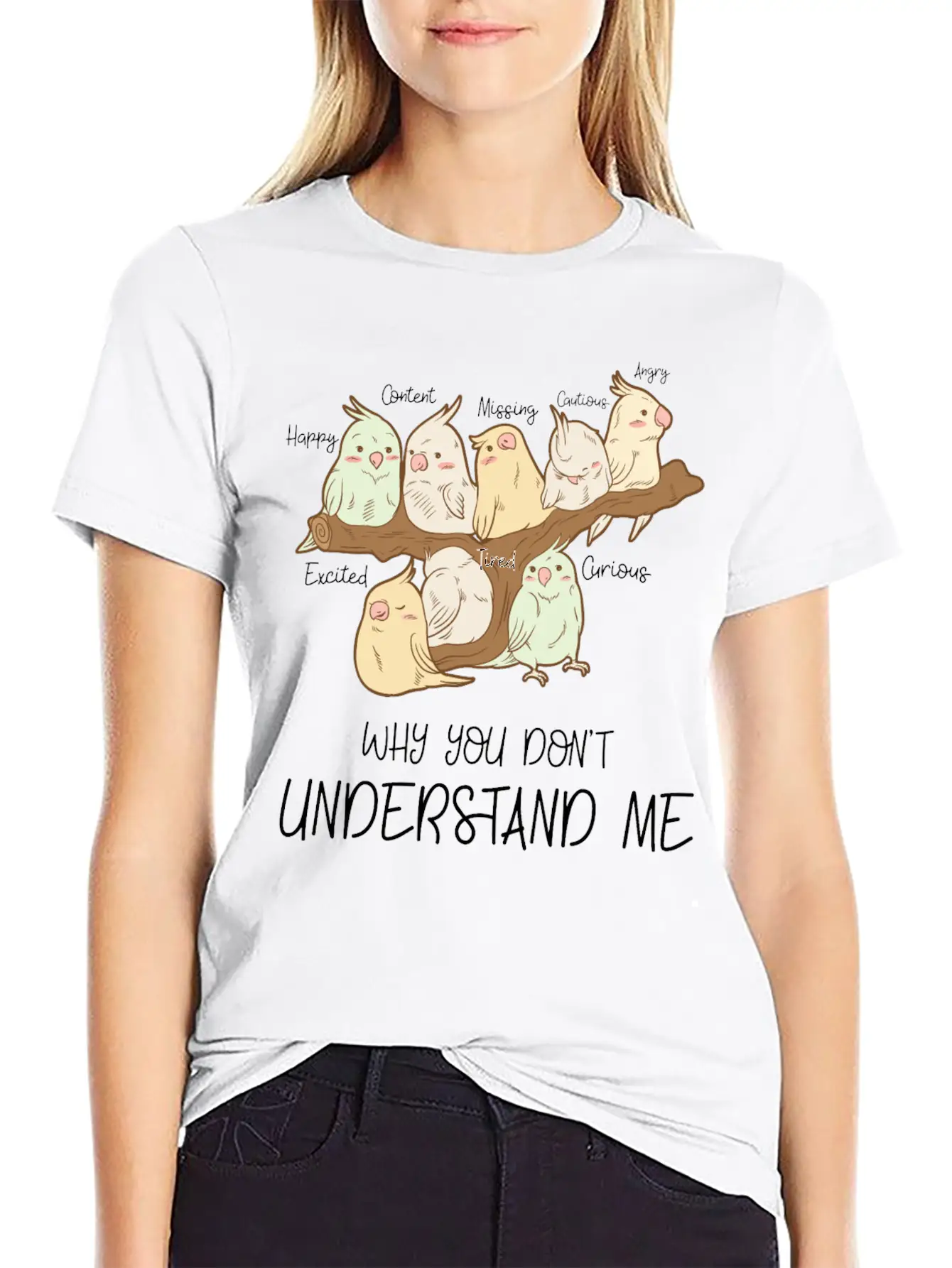 Cute Parrot Emotions Personality Attitude Gift Basic Graphic T-Shirt – Daily Comfort In Soft Cotton