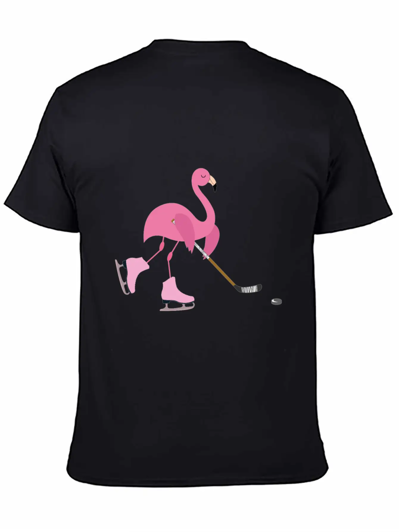 Cute Pink Flamingo Playing Playing Hockey Sports Stylish Everyday T-Shirt – Unisex Basic Cotton Tee