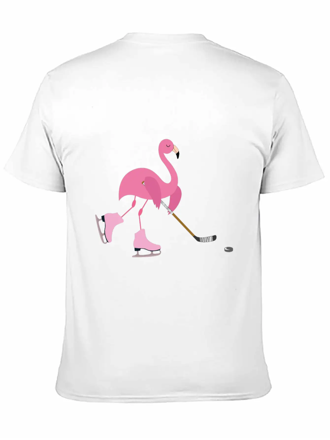 Cute Pink Flamingo Playing Playing Hockey Sports Stylish Everyday T-Shirt – Unisex Basic Cotton Tee