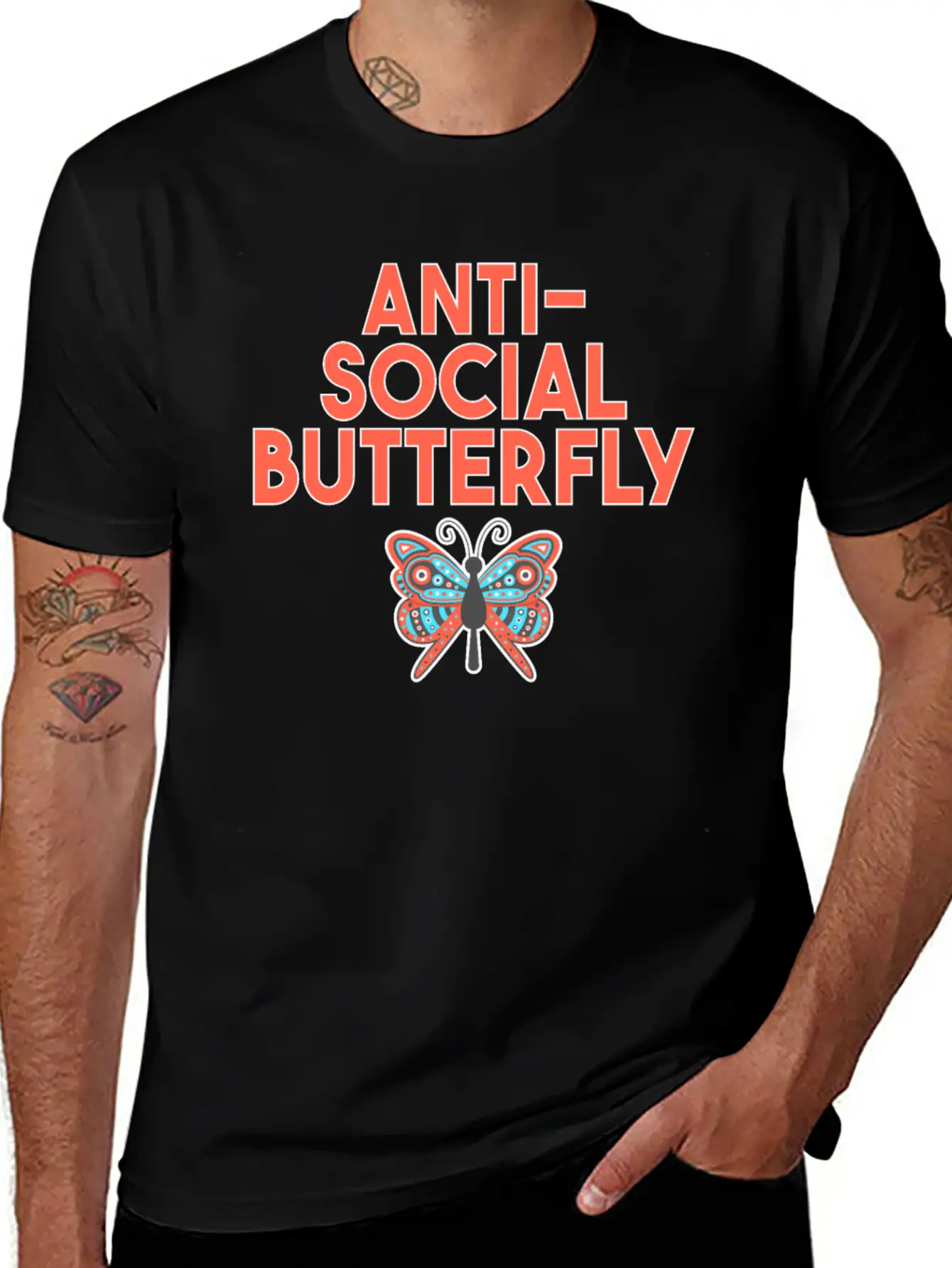 Cute Relatable AntiSocial Butterfly TShirt Basic Graphic T-Shirt – Daily Comfort In Soft Cotton