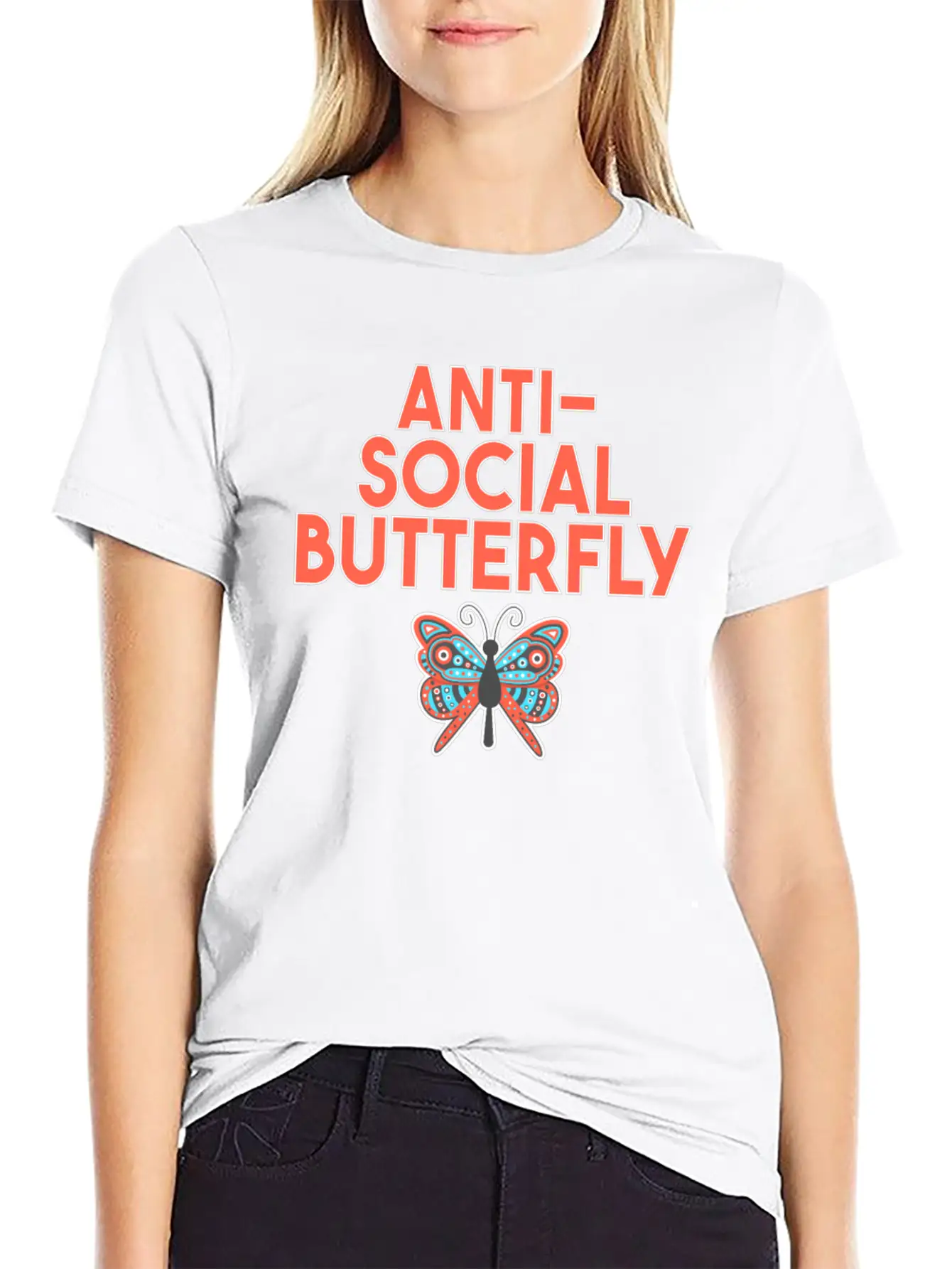 Cute Relatable AntiSocial Butterfly TShirt Basic Graphic T-Shirt – Daily Comfort In Soft Cotton