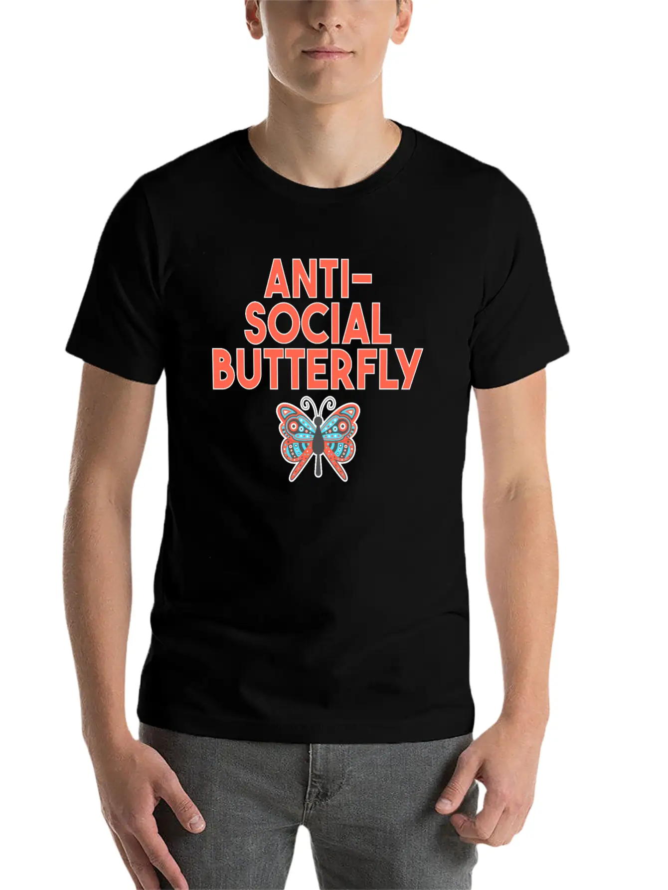 Cute Relatable AntiSocial Butterfly TShirt Basic Graphic T-Shirt – Daily Comfort In Soft Cotton