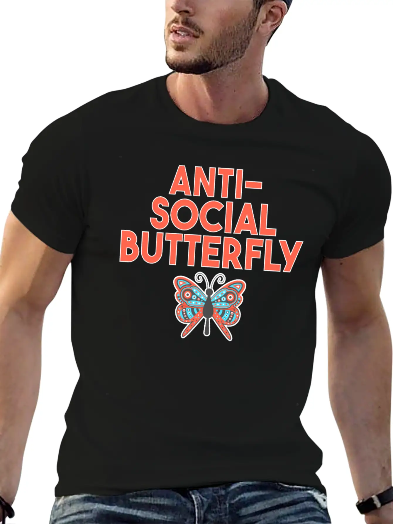 Cute Relatable AntiSocial Butterfly TShirt Basic Graphic T-Shirt – Daily Comfort In Soft Cotton