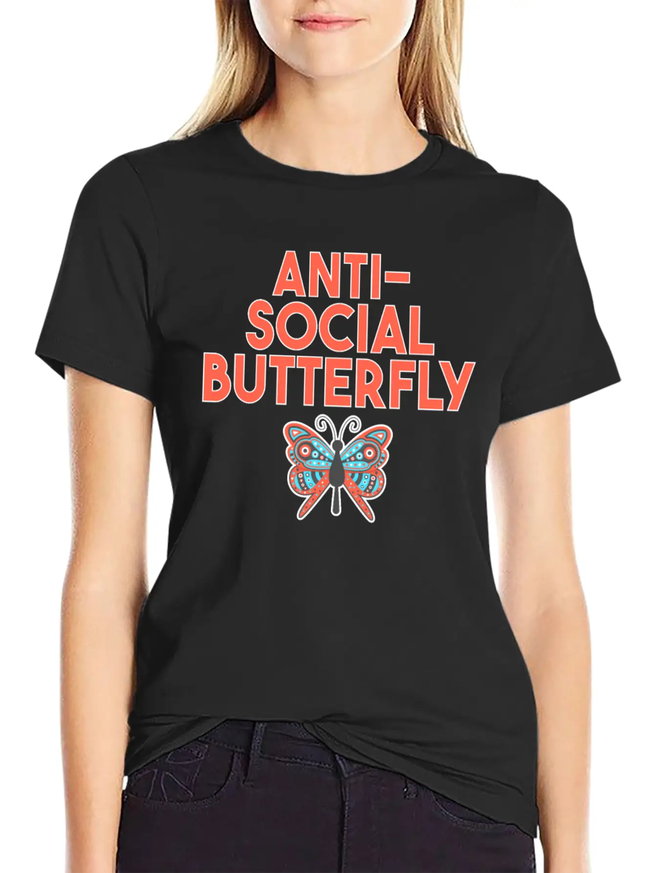 Cute Relatable AntiSocial Butterfly TShirt Basic Graphic T-Shirt – Daily Comfort In Soft Cotton