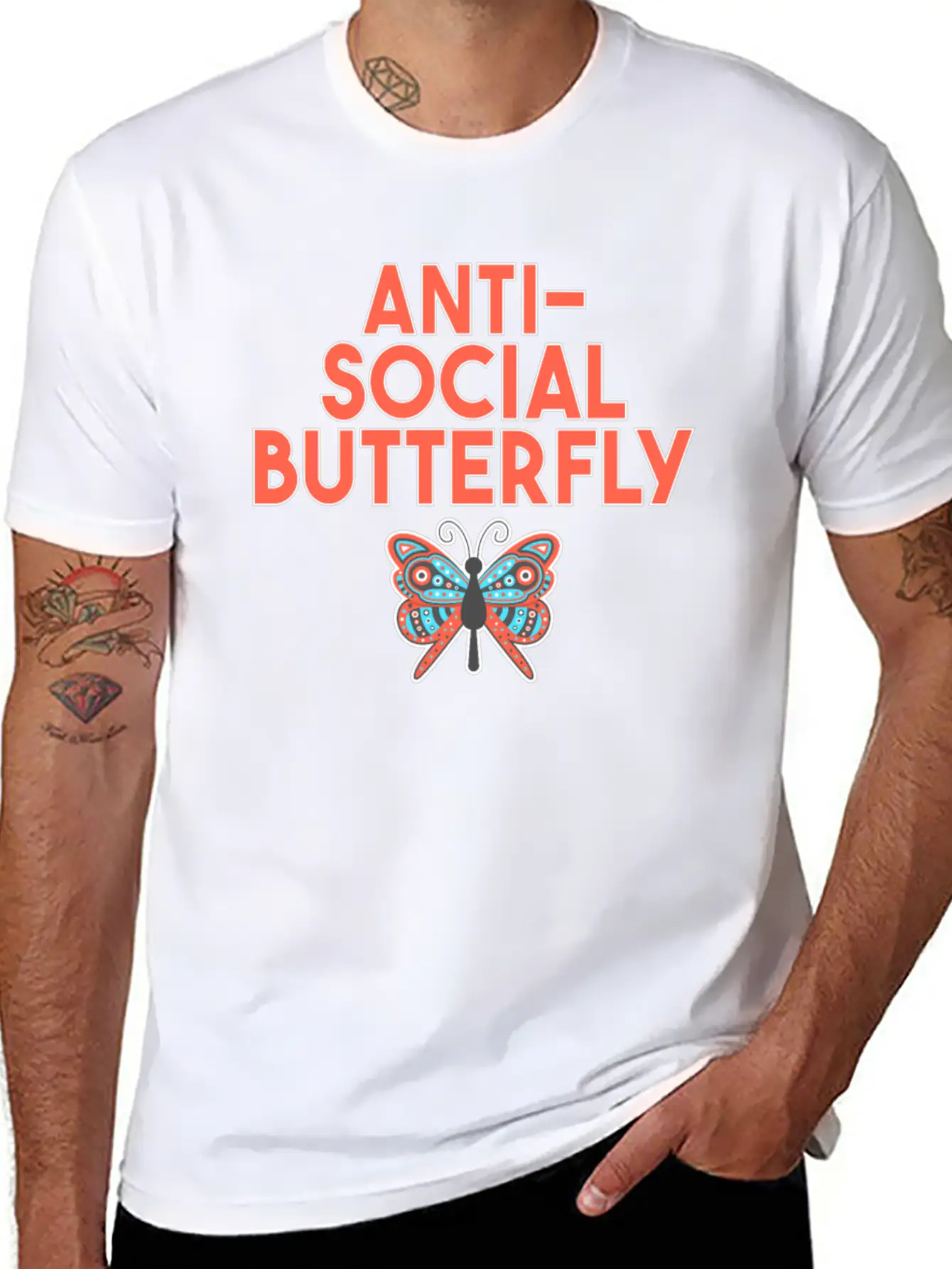 Cute Relatable AntiSocial Butterfly TShirt Basic Graphic T-Shirt – Daily Comfort In Soft Cotton