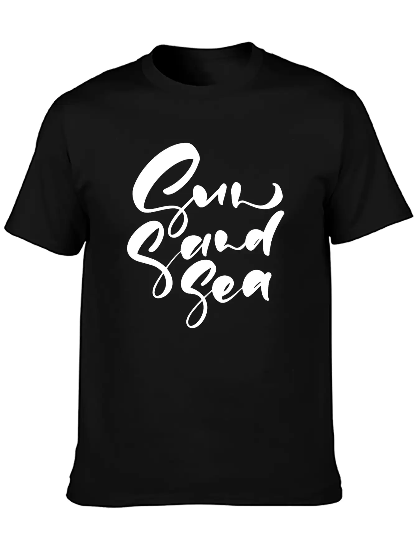 Cute Sun Sand Sea Hand Drawn Lettering Basic Graphic T-Shirt – Daily Comfort In Soft Cotton