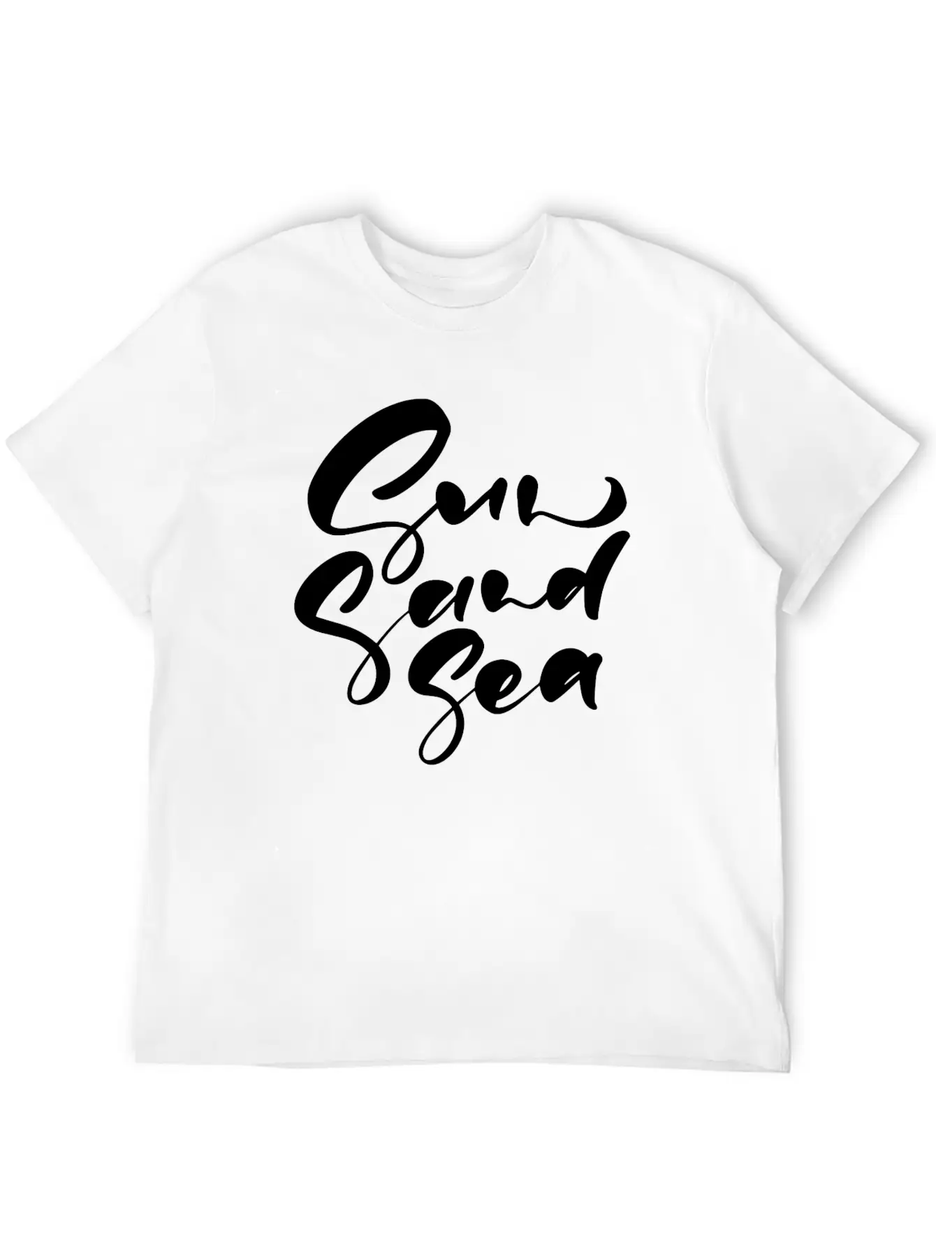 Cute Sun Sand Sea Hand Drawn Lettering Basic Graphic T-Shirt – Daily Comfort In Soft Cotton