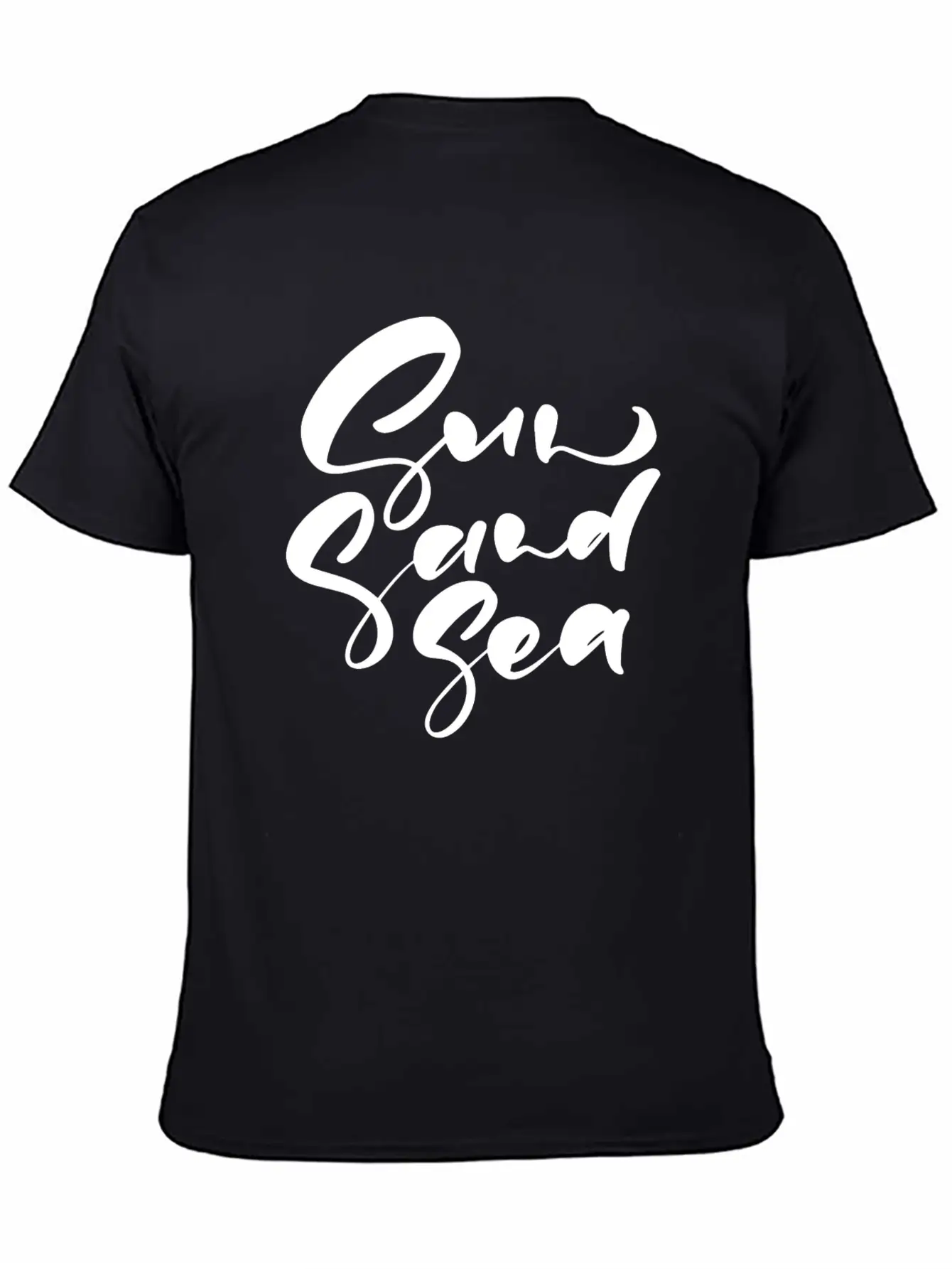 Cute Sun Sand Sea Hand Drawn Lettering Basic Graphic T-Shirt – Daily Comfort In Soft Cotton
