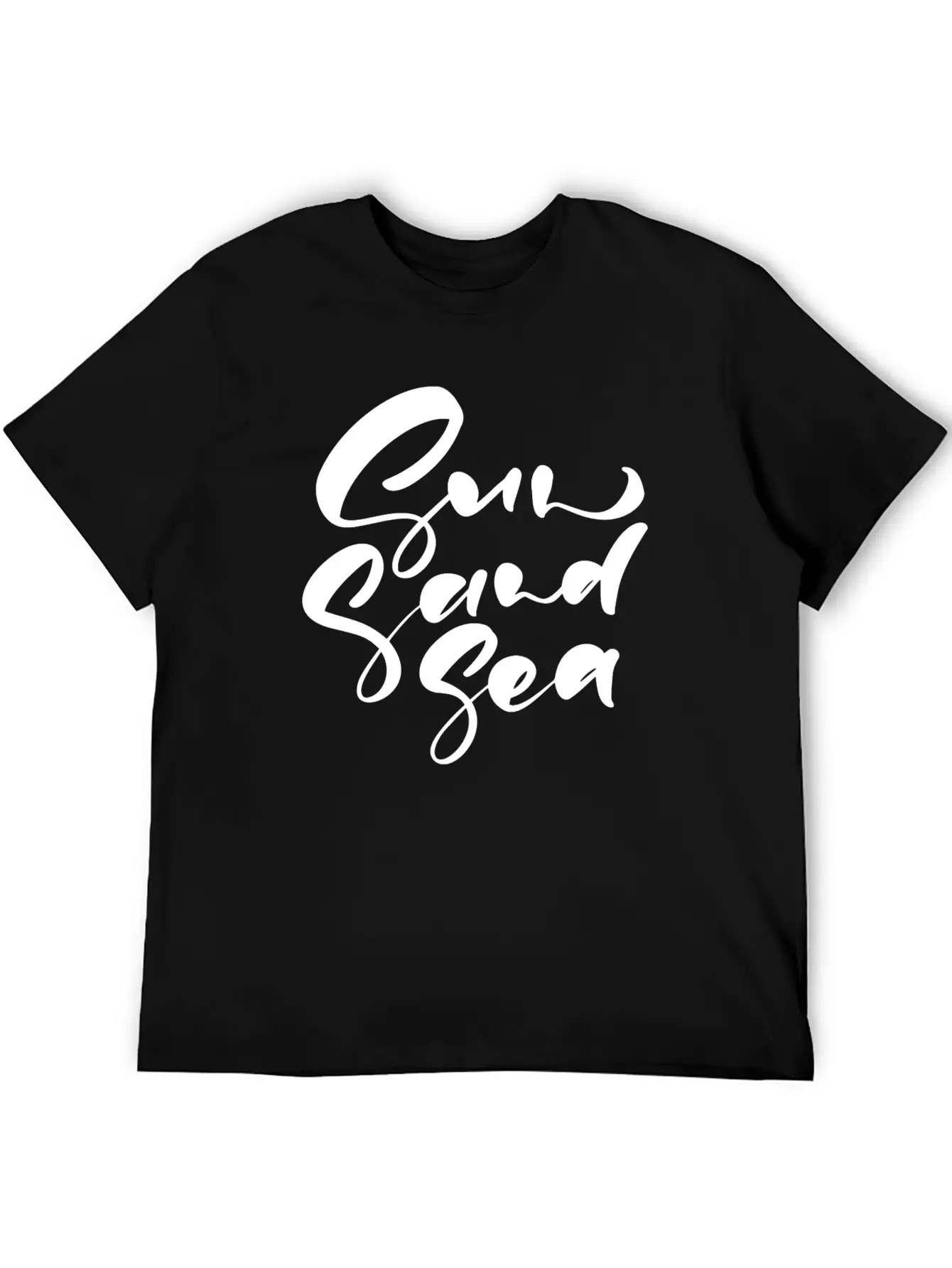 Cute Sun Sand Sea Hand Drawn Lettering Basic Graphic T-Shirt – Daily Comfort In Soft Cotton