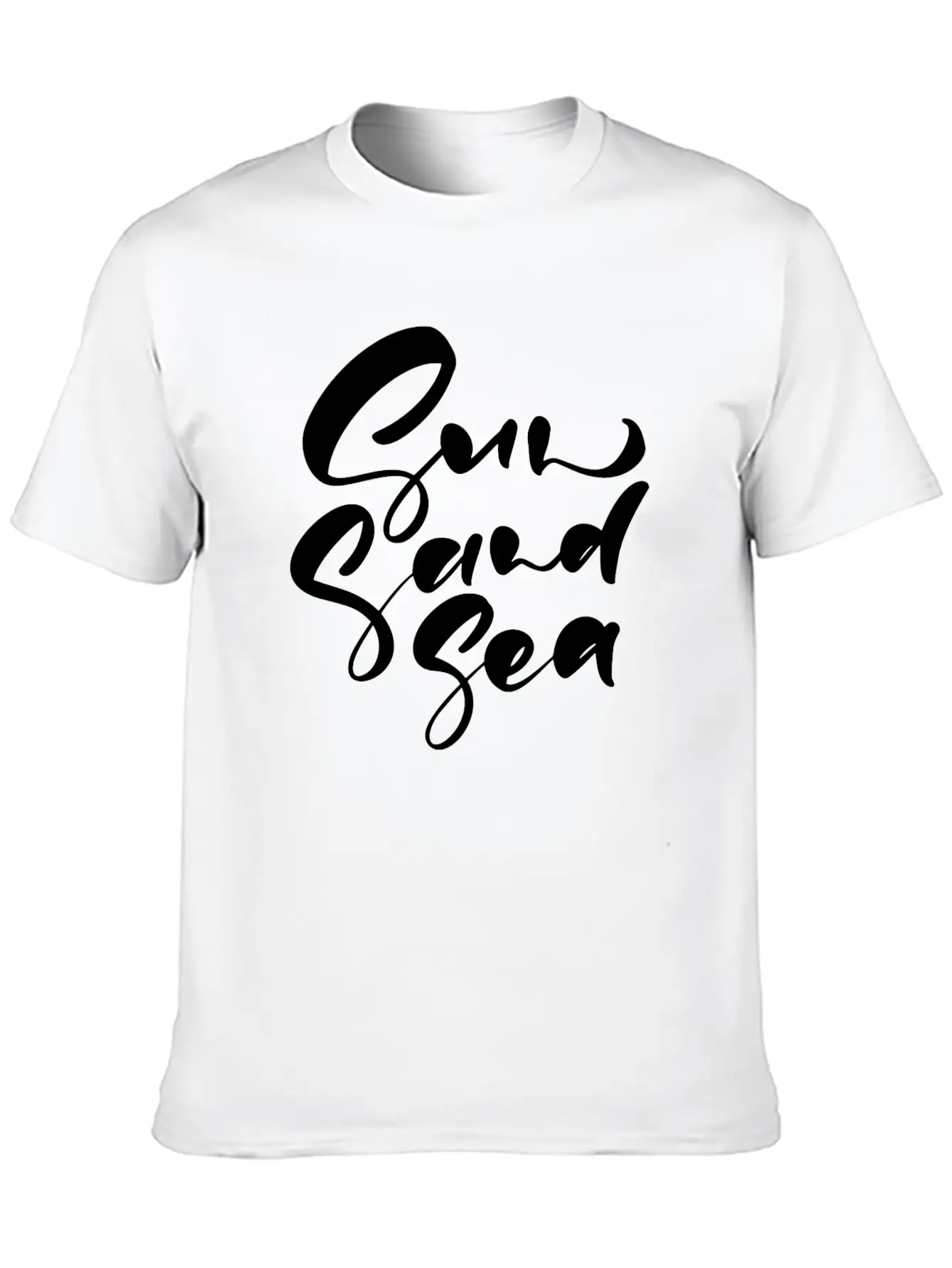 Cute Sun Sand Sea Hand Drawn Lettering Basic Graphic T-Shirt – Daily Comfort In Soft Cotton