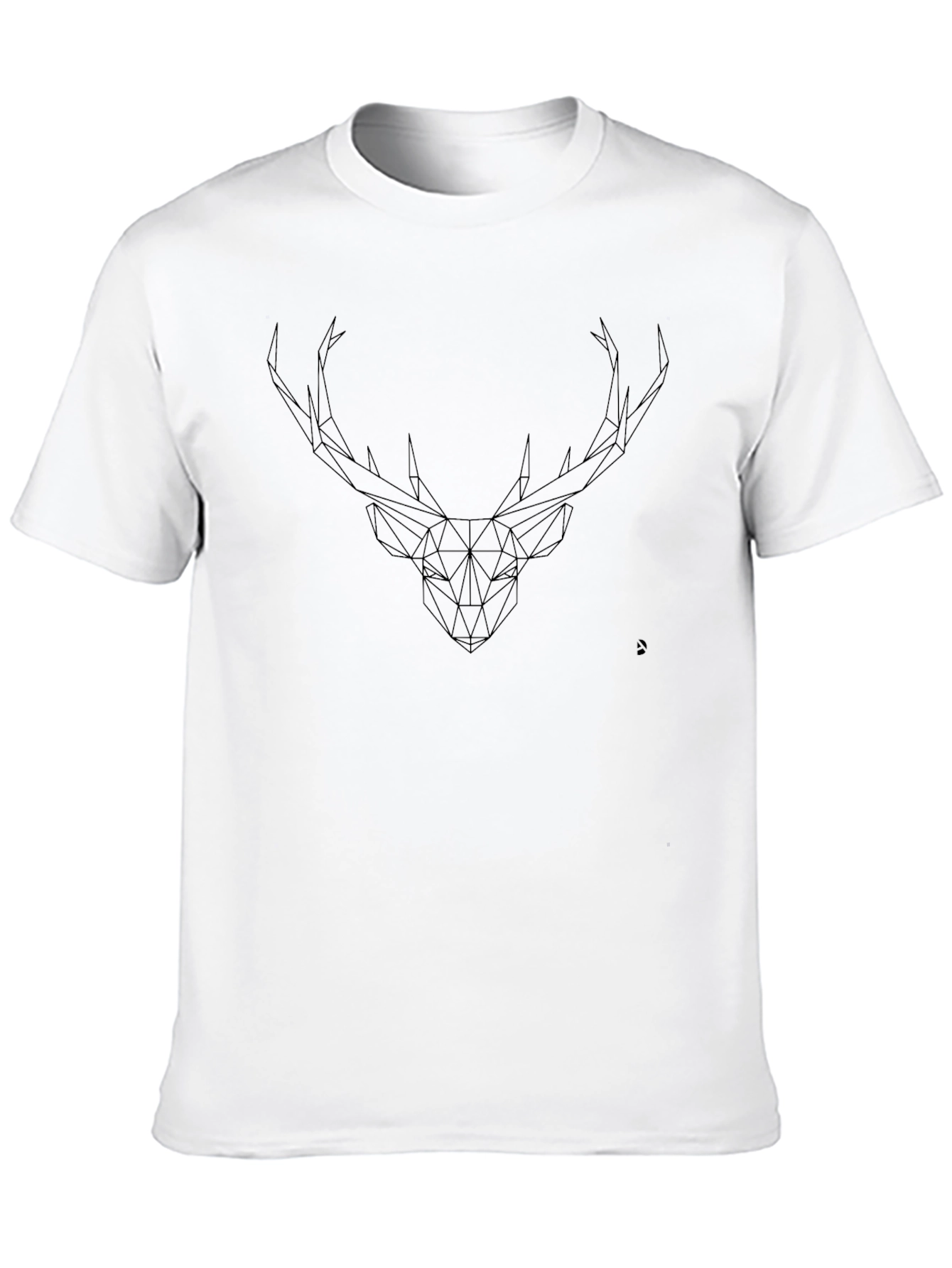 Geometric Deer Head Black T-Shirt