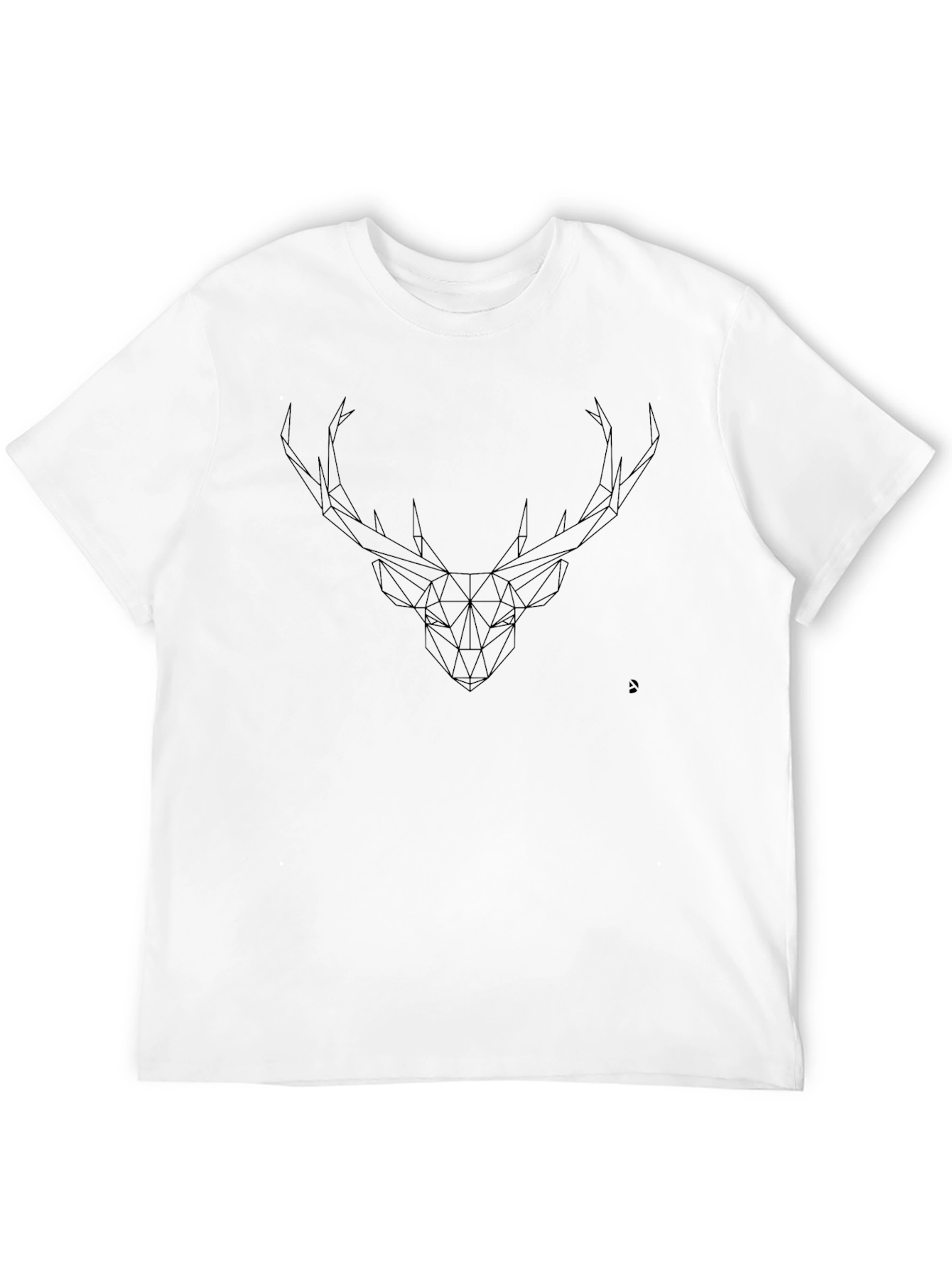 Geometric Deer Head Black T-Shirt