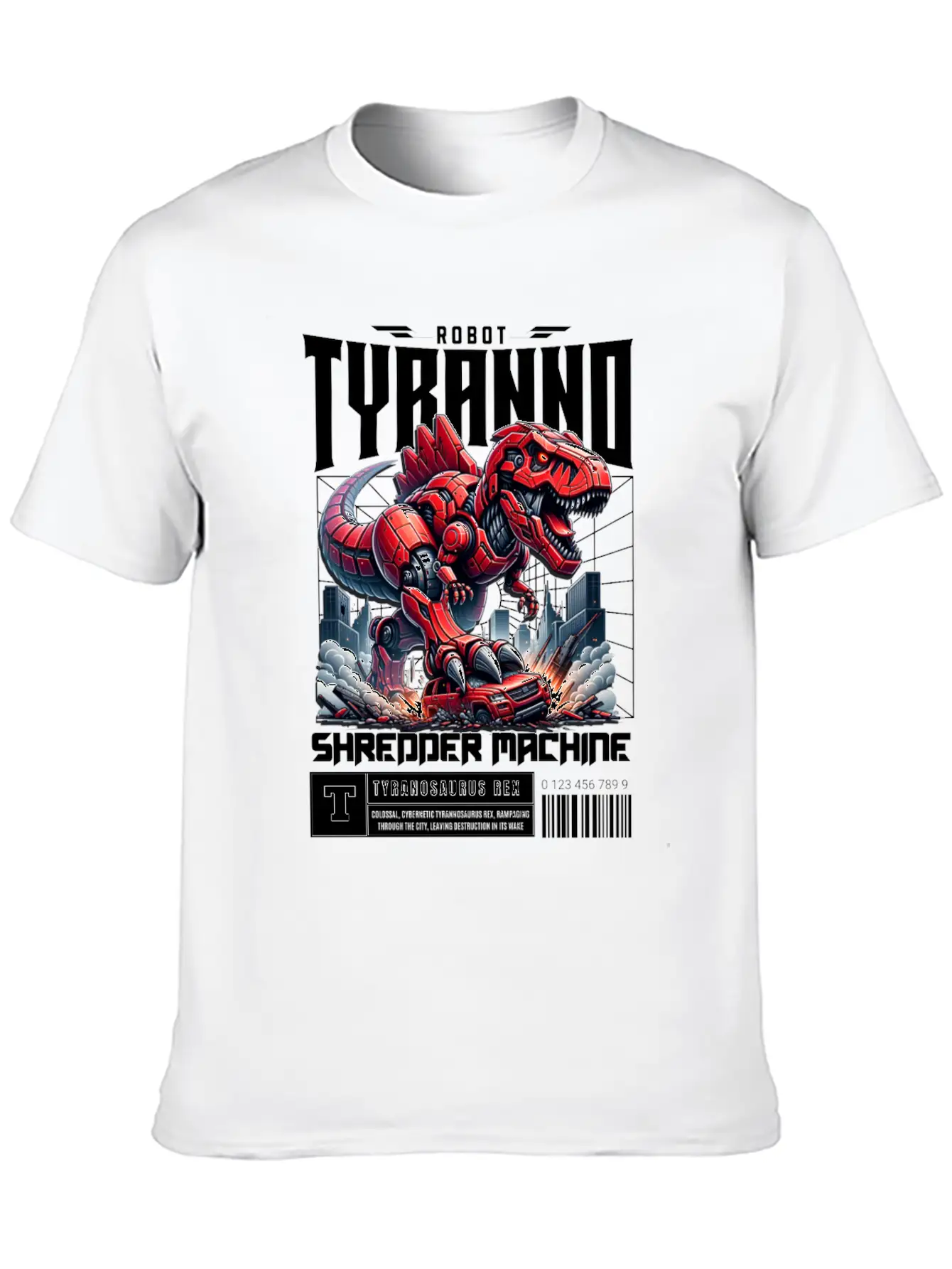 Cyber Dinosaur Tyrannosaurus Unisex Short Sleeve Soft Cotton T-Shirt – Casual Everyday Wear