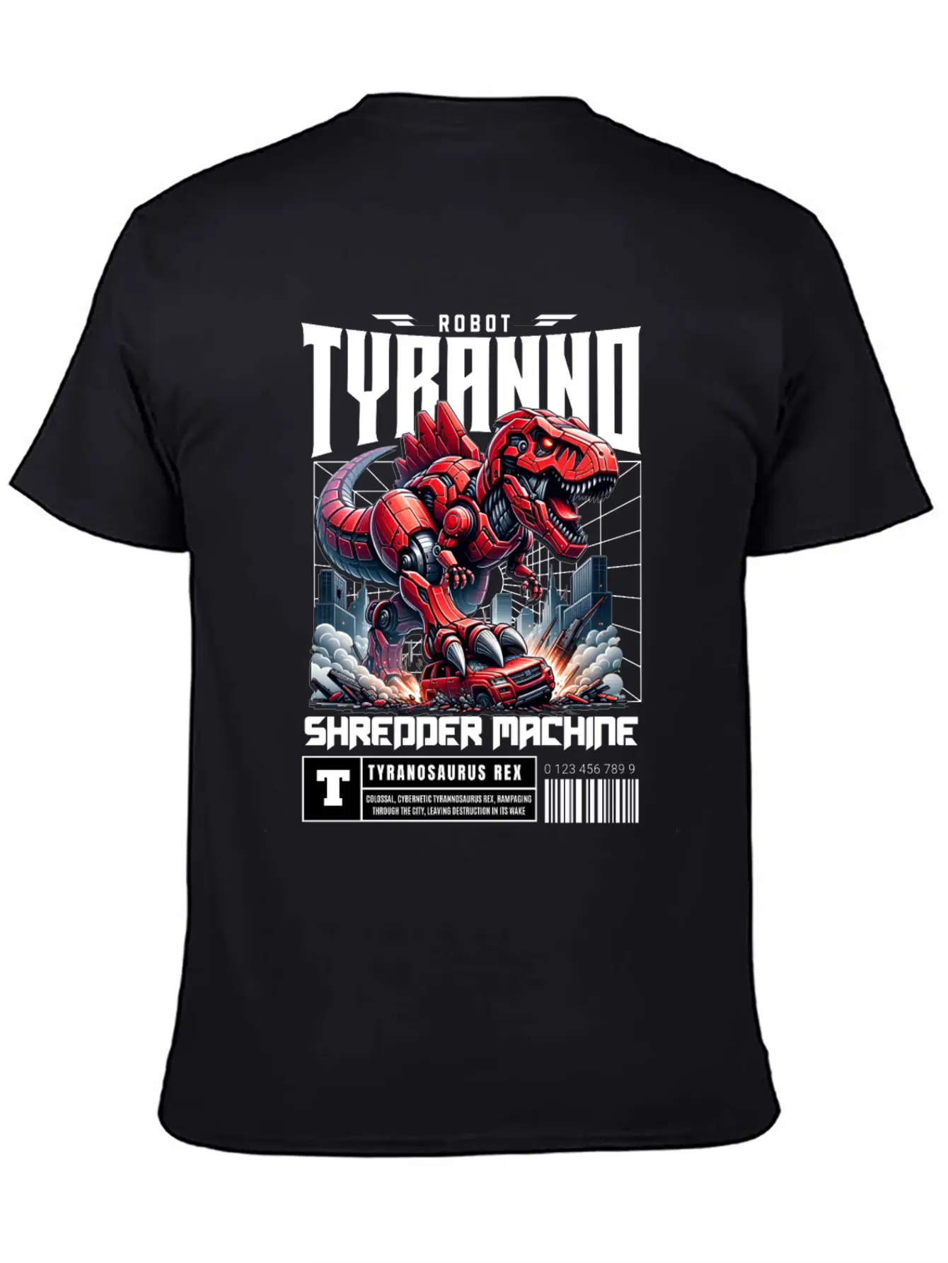 Cyber Dinosaur Tyrannosaurus Unisex Short Sleeve Soft Cotton T-Shirt – Casual Everyday Wear