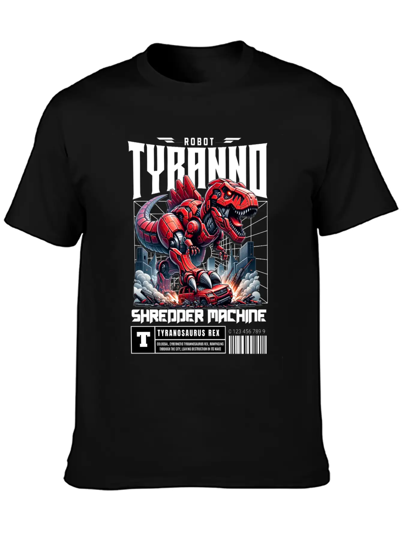 Cyber Dinosaur Tyrannosaurus Unisex Short Sleeve Soft Cotton T-Shirt – Casual Everyday Wear
