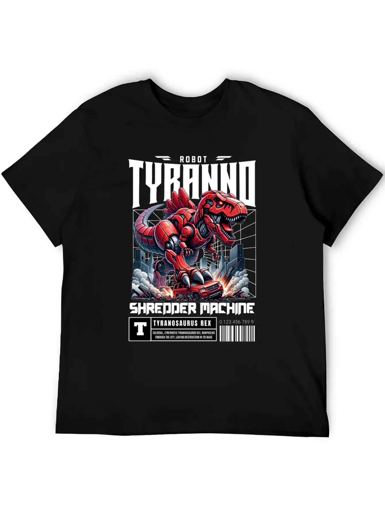 Cyber Dinosaur Tyrannosaurus Unisex Short Sleeve Soft Cotton T-Shirt – Casual Everyday Wear