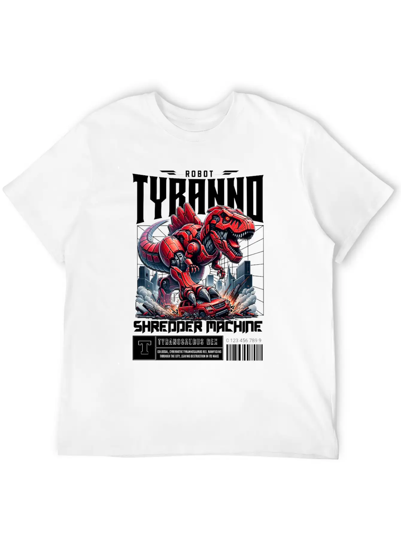 Cyber Dinosaur Tyrannosaurus Unisex Short Sleeve Soft Cotton T-Shirt – Casual Everyday Wear