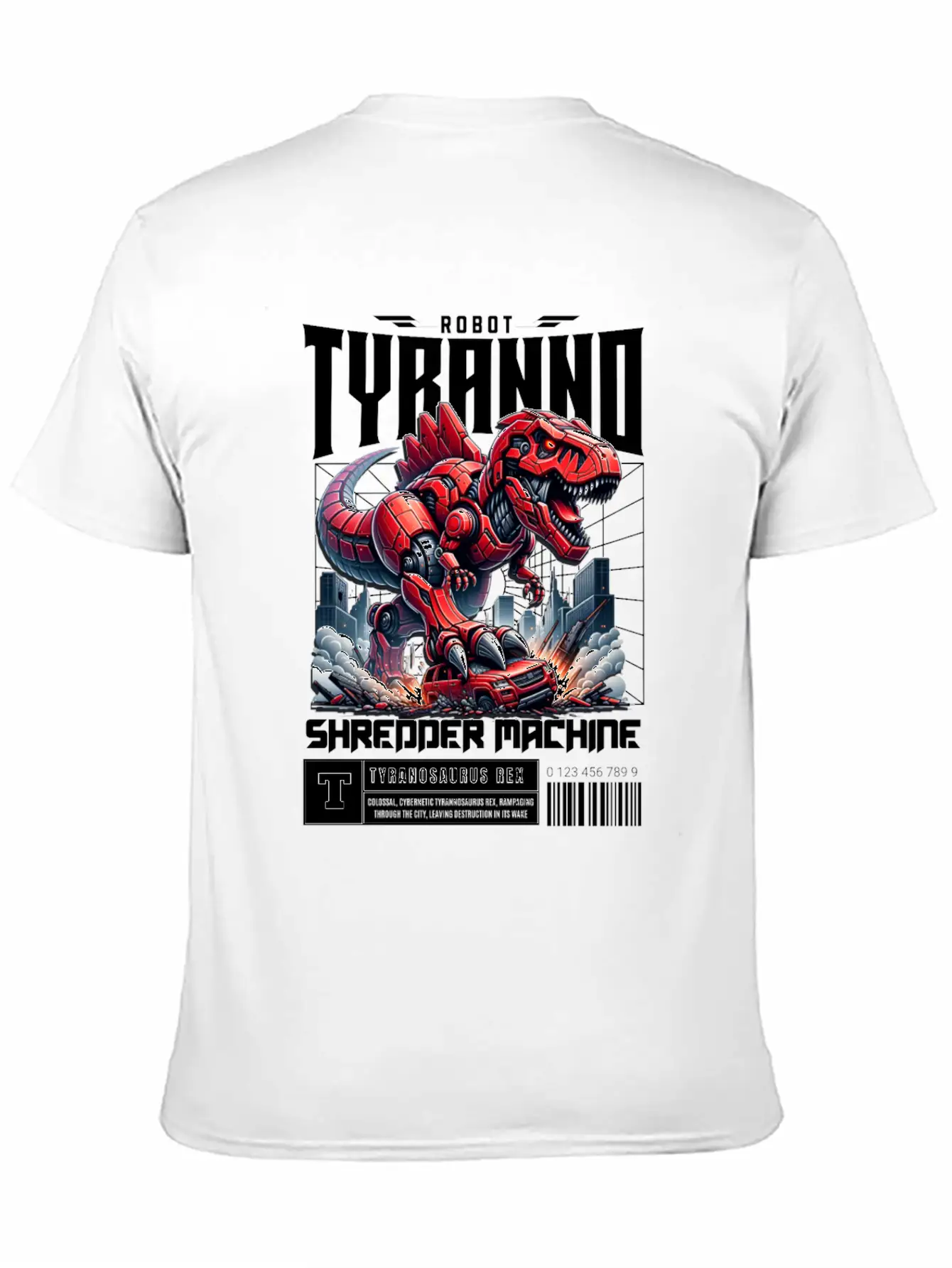 Cyber Dinosaur Tyrannosaurus Unisex Short Sleeve Soft Cotton T-Shirt – Casual Everyday Wear