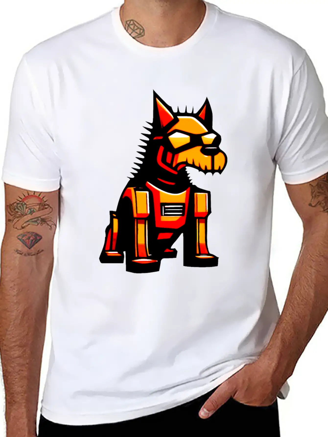 Cyber Dog - Colorful Graphic Stylish Everyday T-Shirt – Unisex Basic Cotton Tee