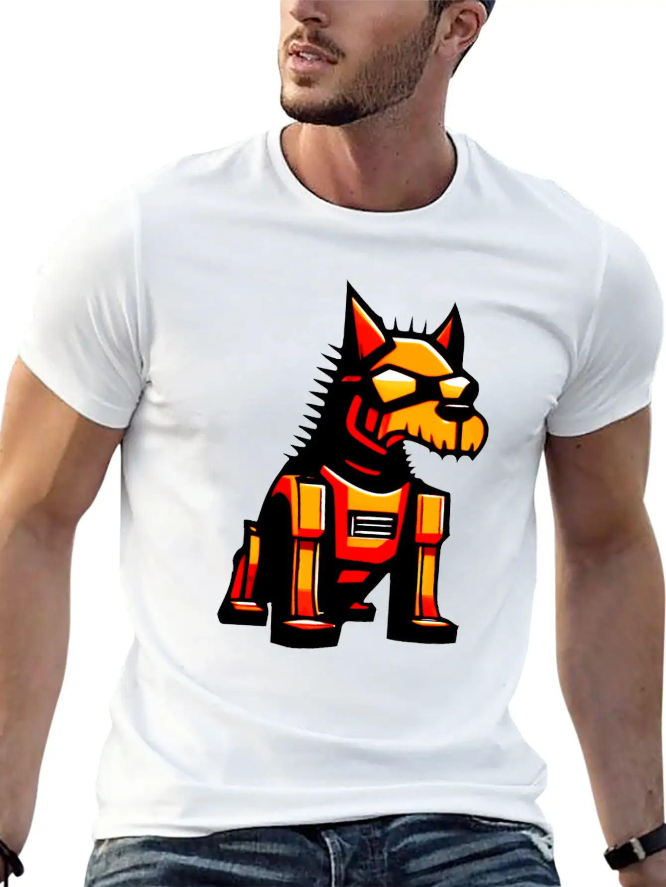 Cyber Dog - Colorful Graphic Stylish Everyday T-Shirt – Unisex Basic Cotton Tee