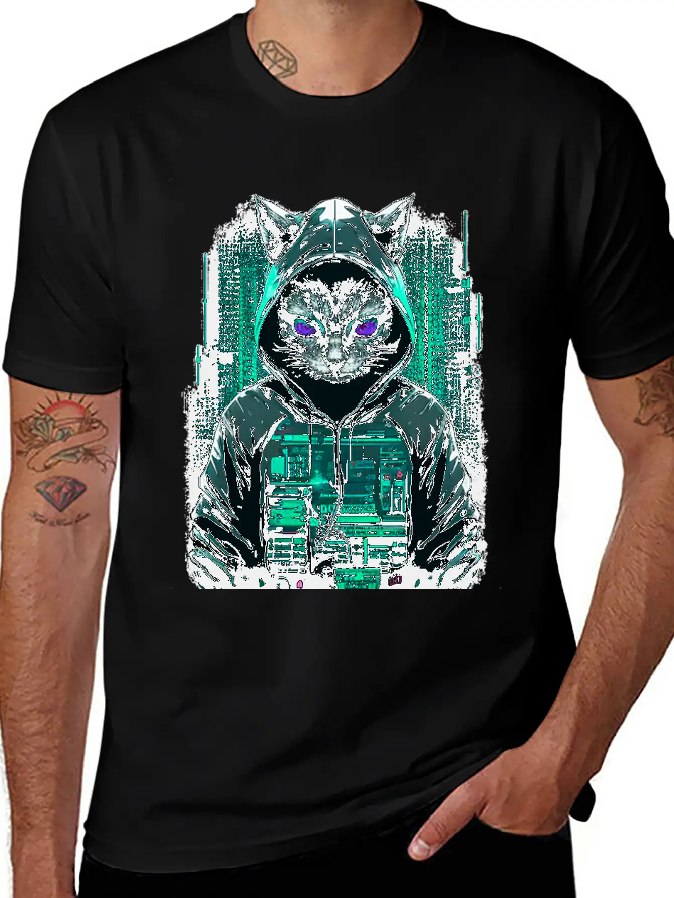 Cyber Hacker Cat Timeless Short Sleeve Tee – Comfy And Minimalist Design