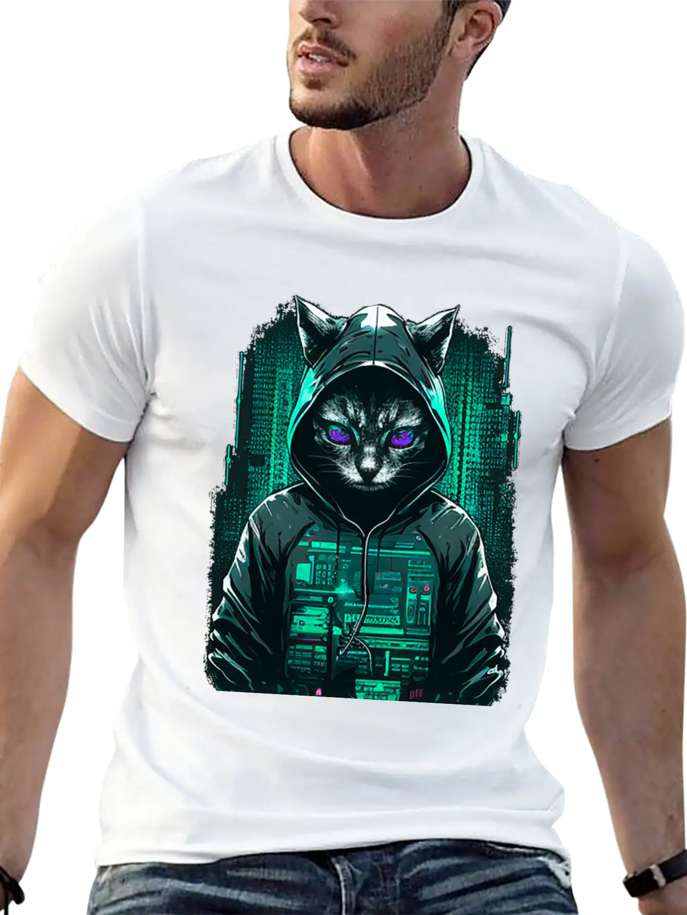 Cyber Hacker Cat Timeless Short Sleeve Tee – Comfy And Minimalist Design