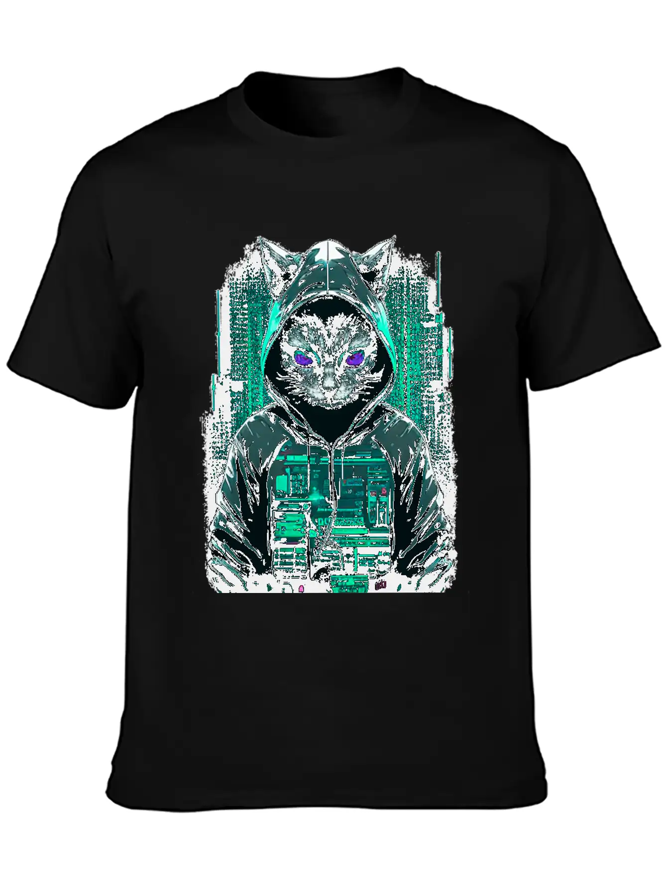 Cyber Hacker Cat Timeless Short Sleeve Tee – Comfy And Minimalist Design