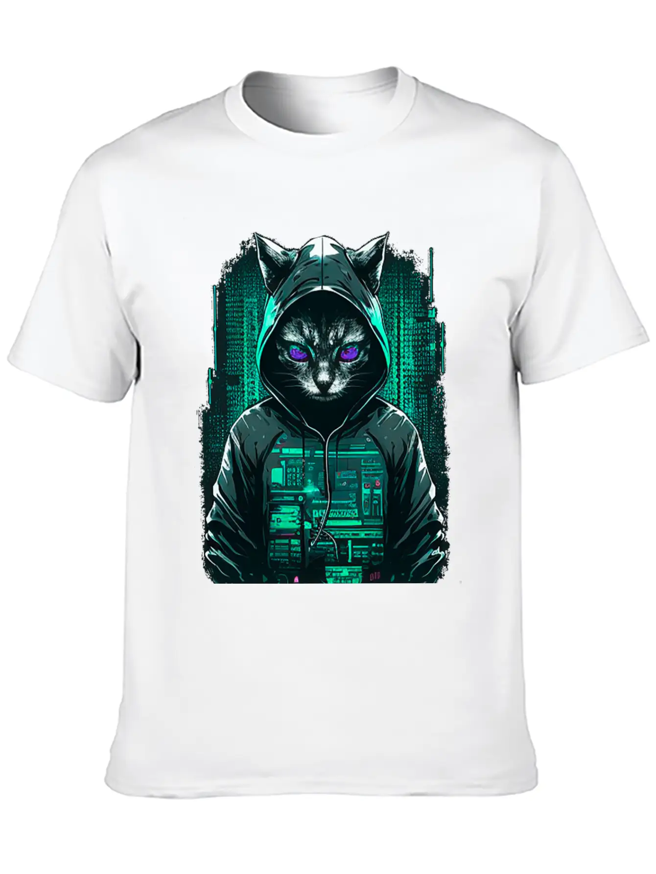 Cyber Hacker Cat Timeless Short Sleeve Tee – Comfy And Minimalist Design
