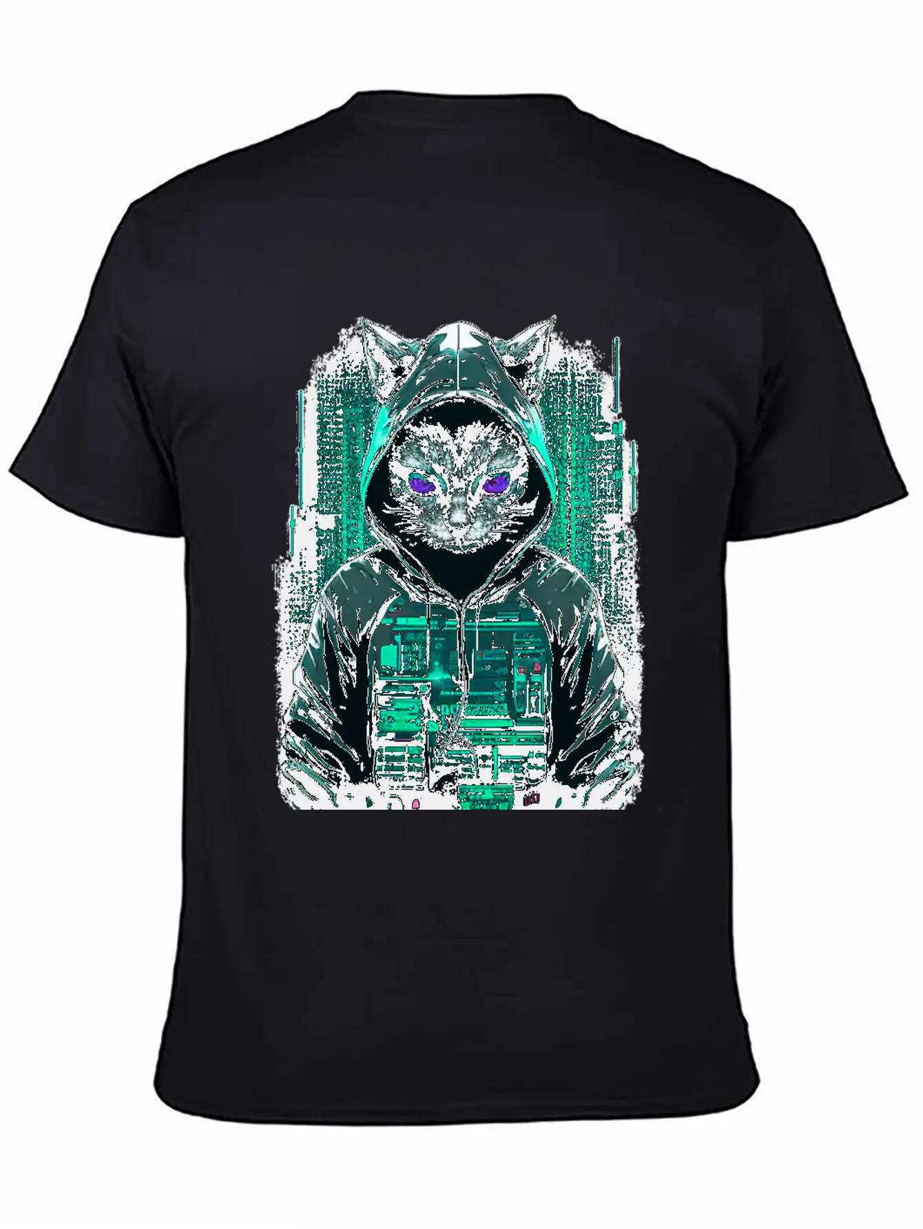 Cyber Hacker Cat Timeless Short Sleeve Tee – Comfy And Minimalist Design