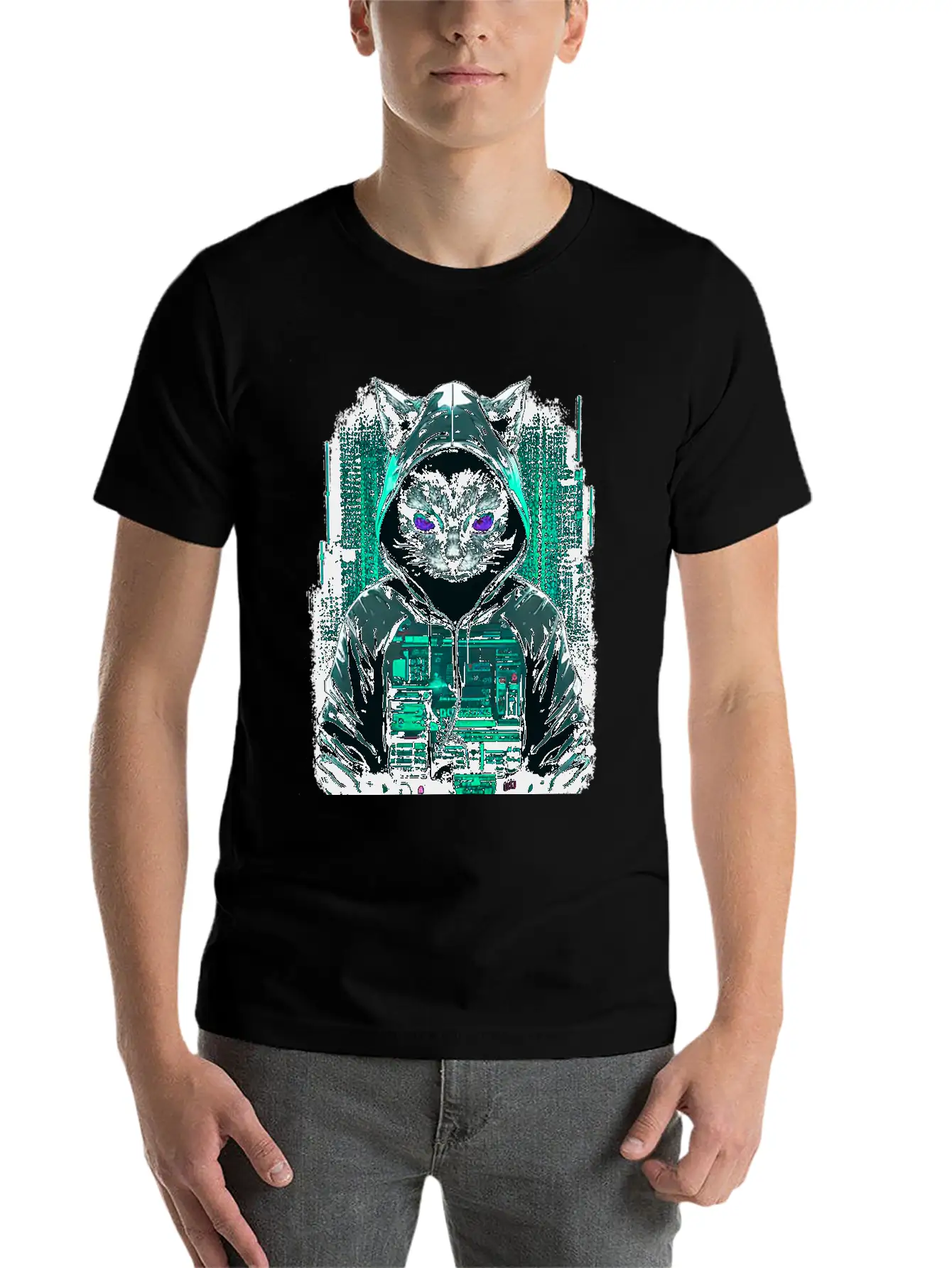 Cyber Hacker Cat Timeless Short Sleeve Tee – Comfy And Minimalist Design