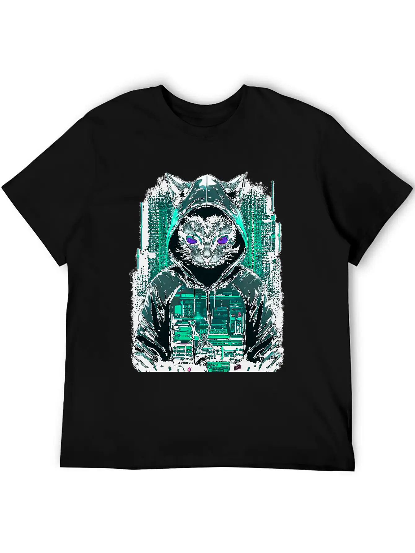 Cyber Hacker Cat Timeless Short Sleeve Tee – Comfy And Minimalist Design
