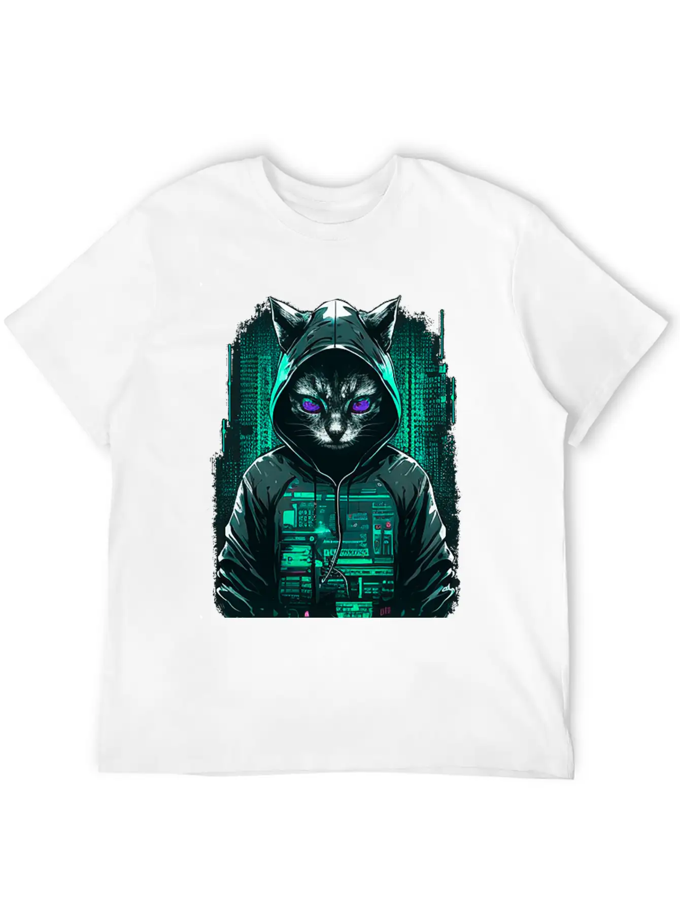 Cyber Hacker Cat Timeless Short Sleeve Tee – Comfy And Minimalist Design