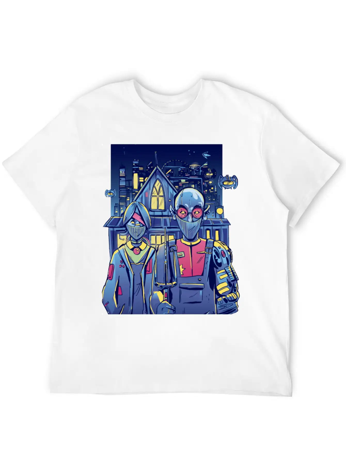Cyberpunk Couple In City Unisex Short Sleeve Soft Cotton T-Shirt – Casual Everyday Wear