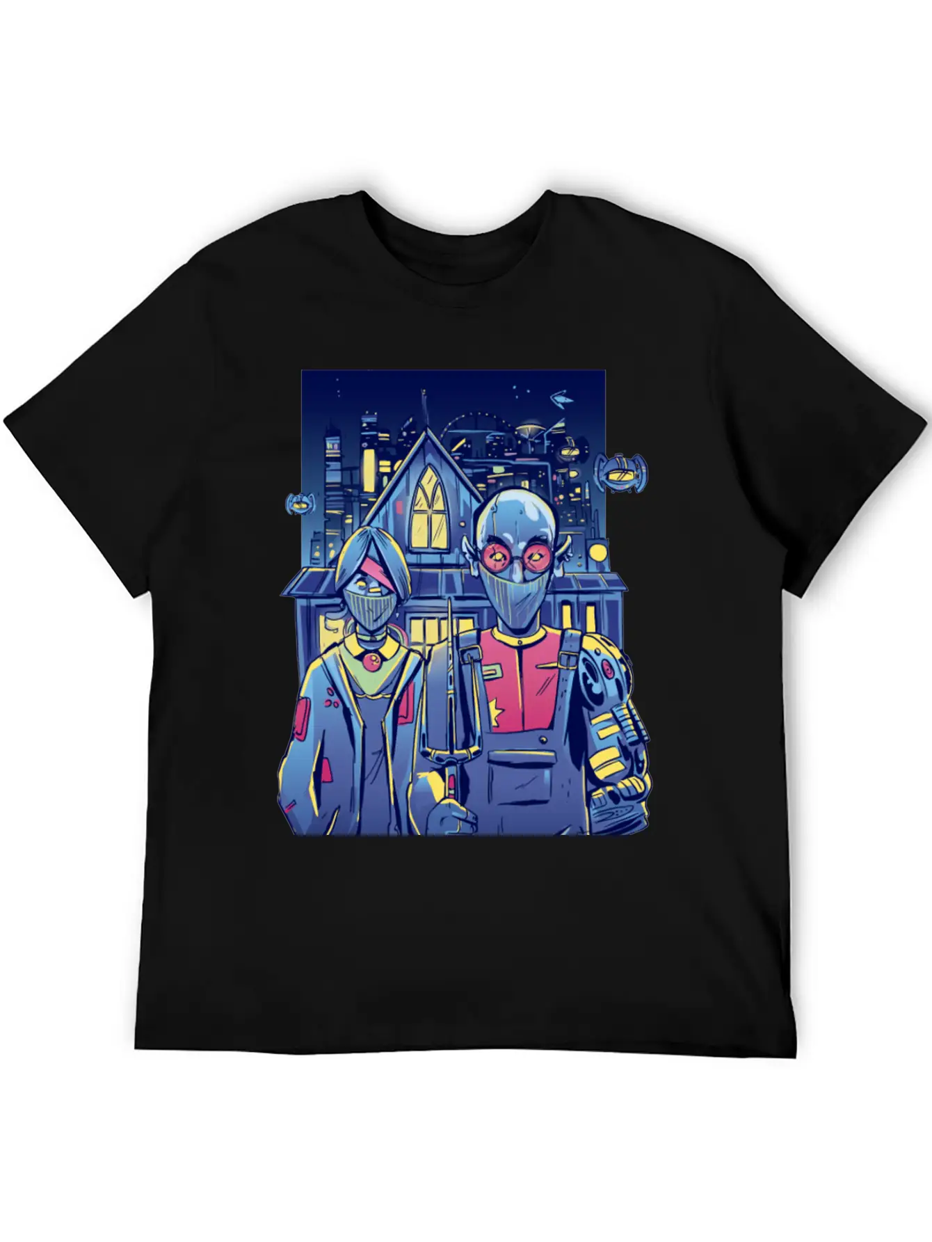 Cyberpunk Couple In City Unisex Short Sleeve Soft Cotton T-Shirt – Casual Everyday Wear
