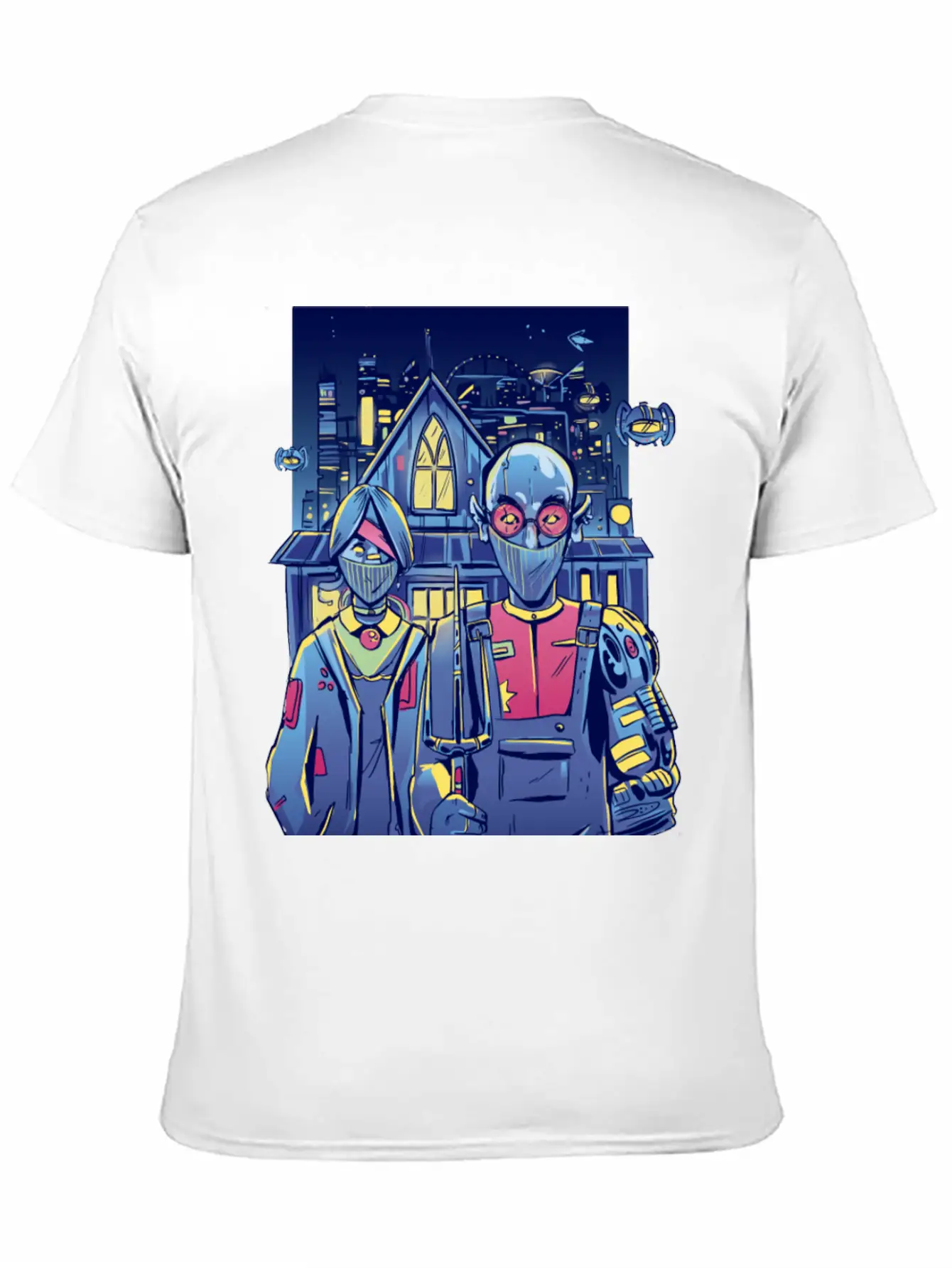 Cyberpunk Couple In City Unisex Short Sleeve Soft Cotton T-Shirt – Casual Everyday Wear