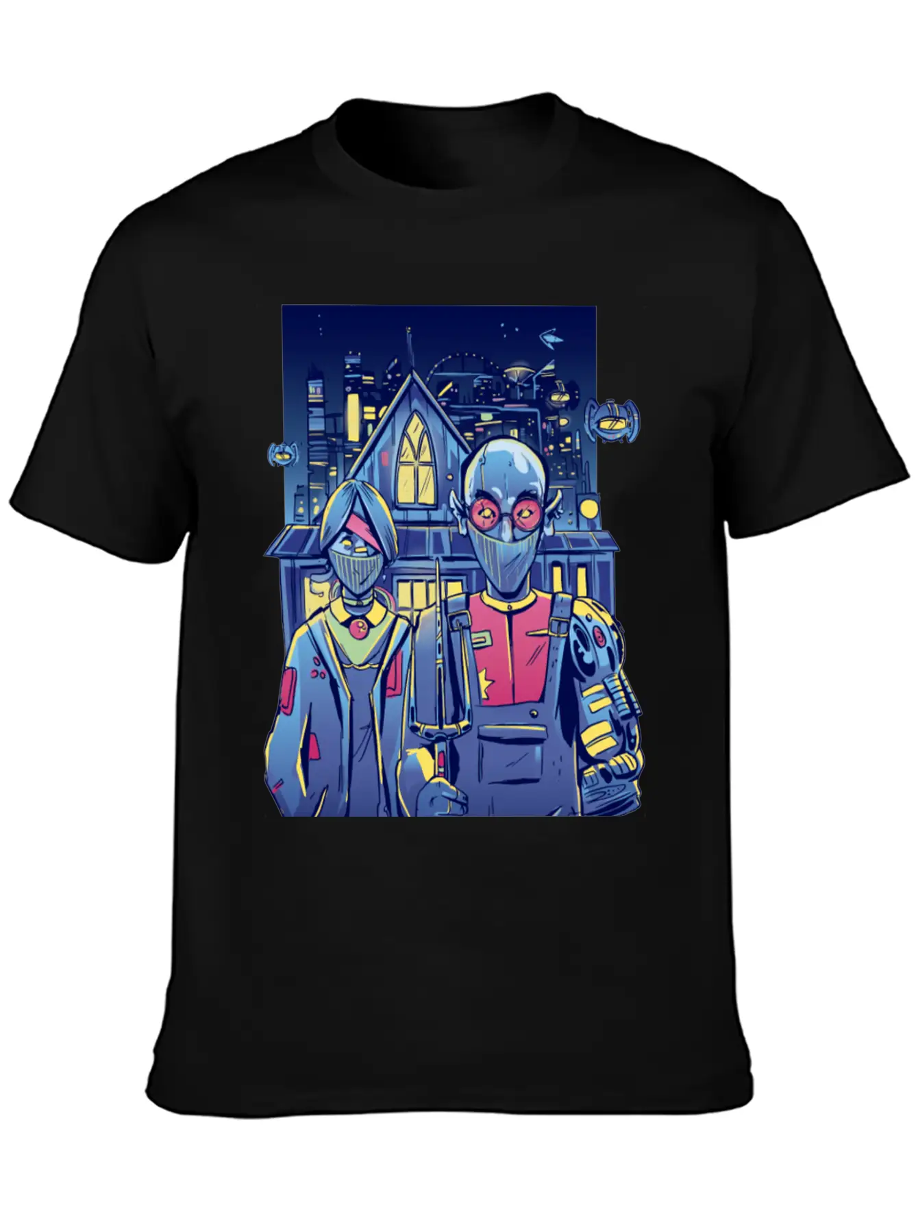 Cyberpunk Couple In City Unisex Short Sleeve Soft Cotton T-Shirt – Casual Everyday Wear