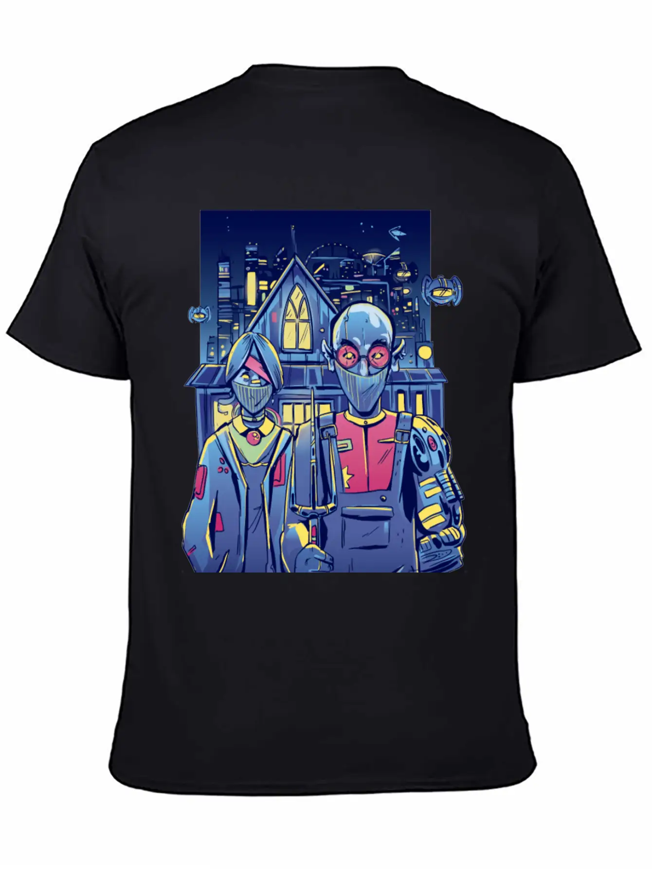 Cyberpunk Couple In City Unisex Short Sleeve Soft Cotton T-Shirt – Casual Everyday Wear