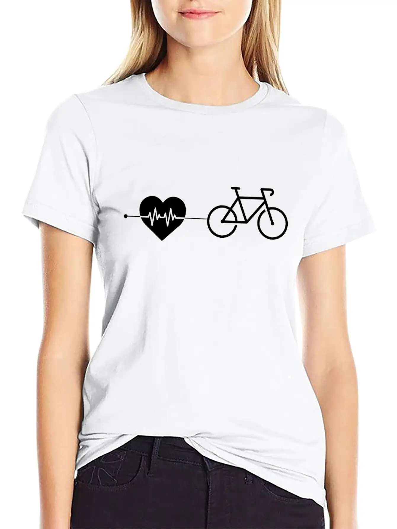 Cycling Heartbeat Unisex Short Sleeve Soft Cotton T-Shirt – Casual Everyday Wear