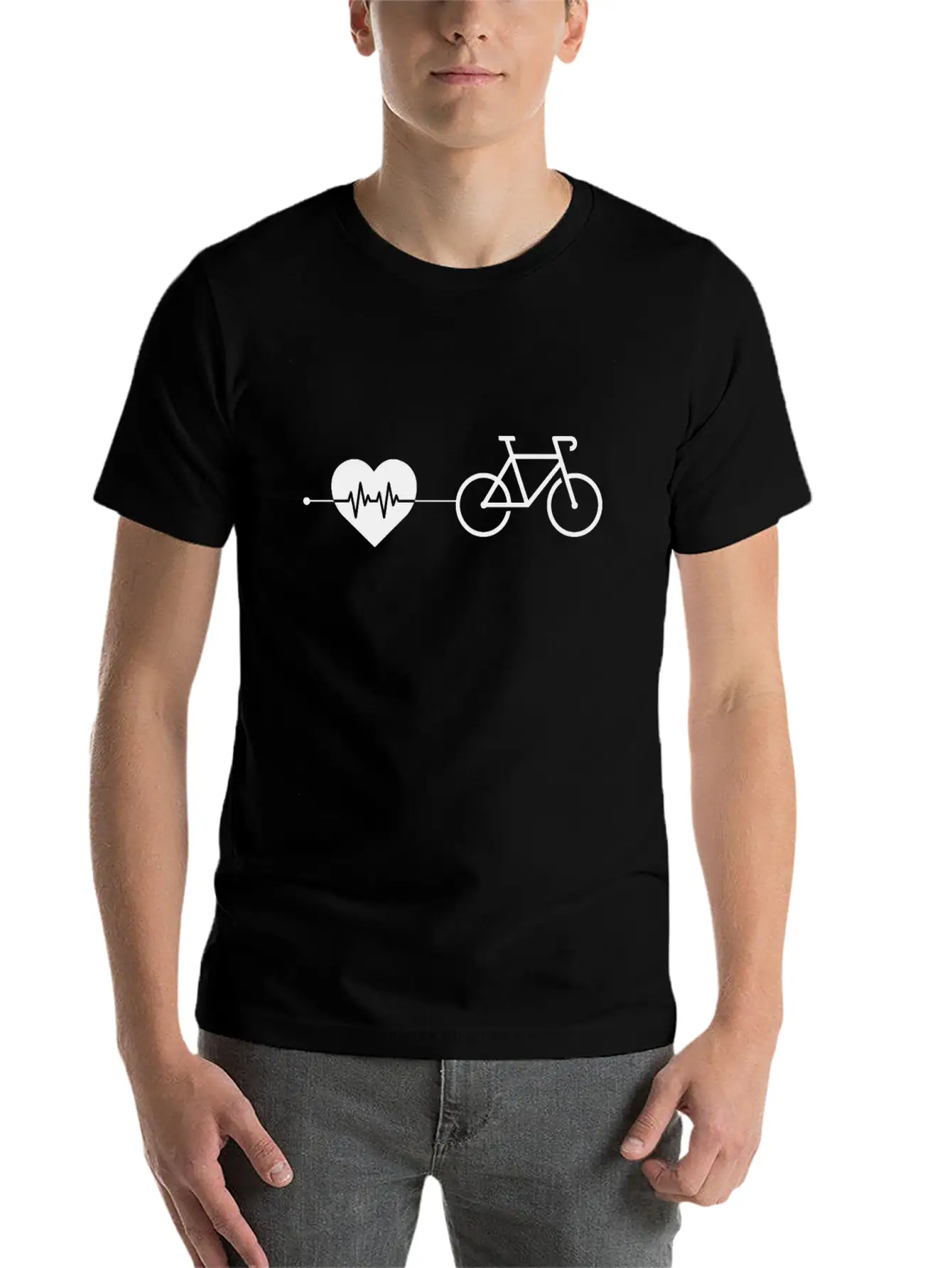 Cycling Heartbeat Unisex Short Sleeve Soft Cotton T-Shirt – Casual Everyday Wear