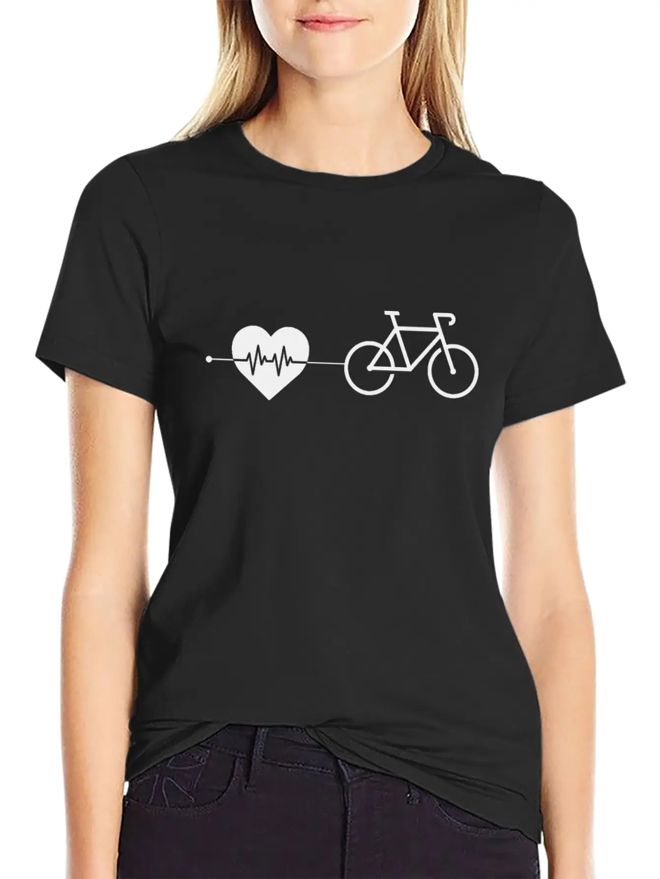 Cycling Heartbeat Unisex Short Sleeve Soft Cotton T-Shirt – Casual Everyday Wear
