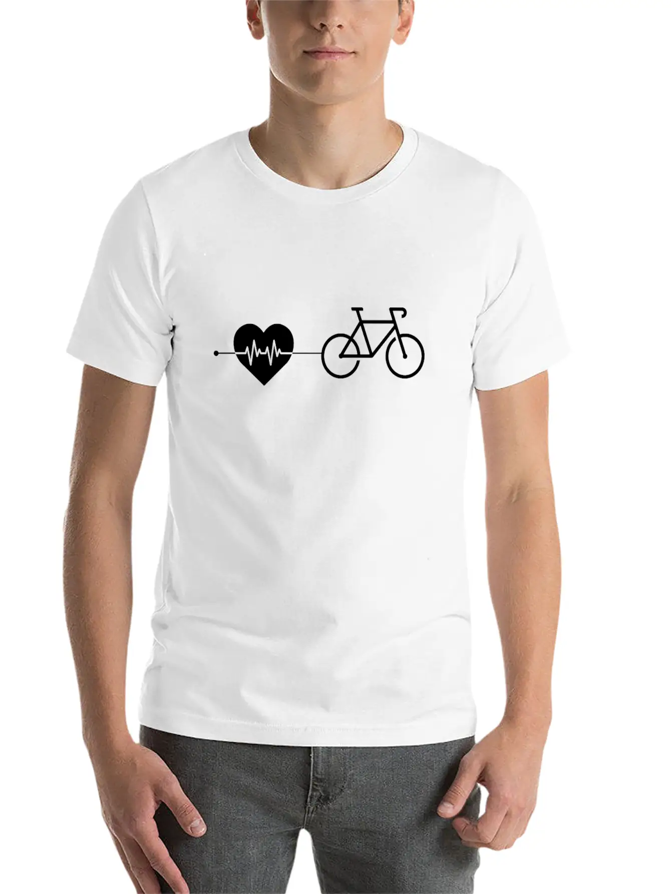 Cycling Heartbeat Unisex Short Sleeve Soft Cotton T-Shirt – Casual Everyday Wear