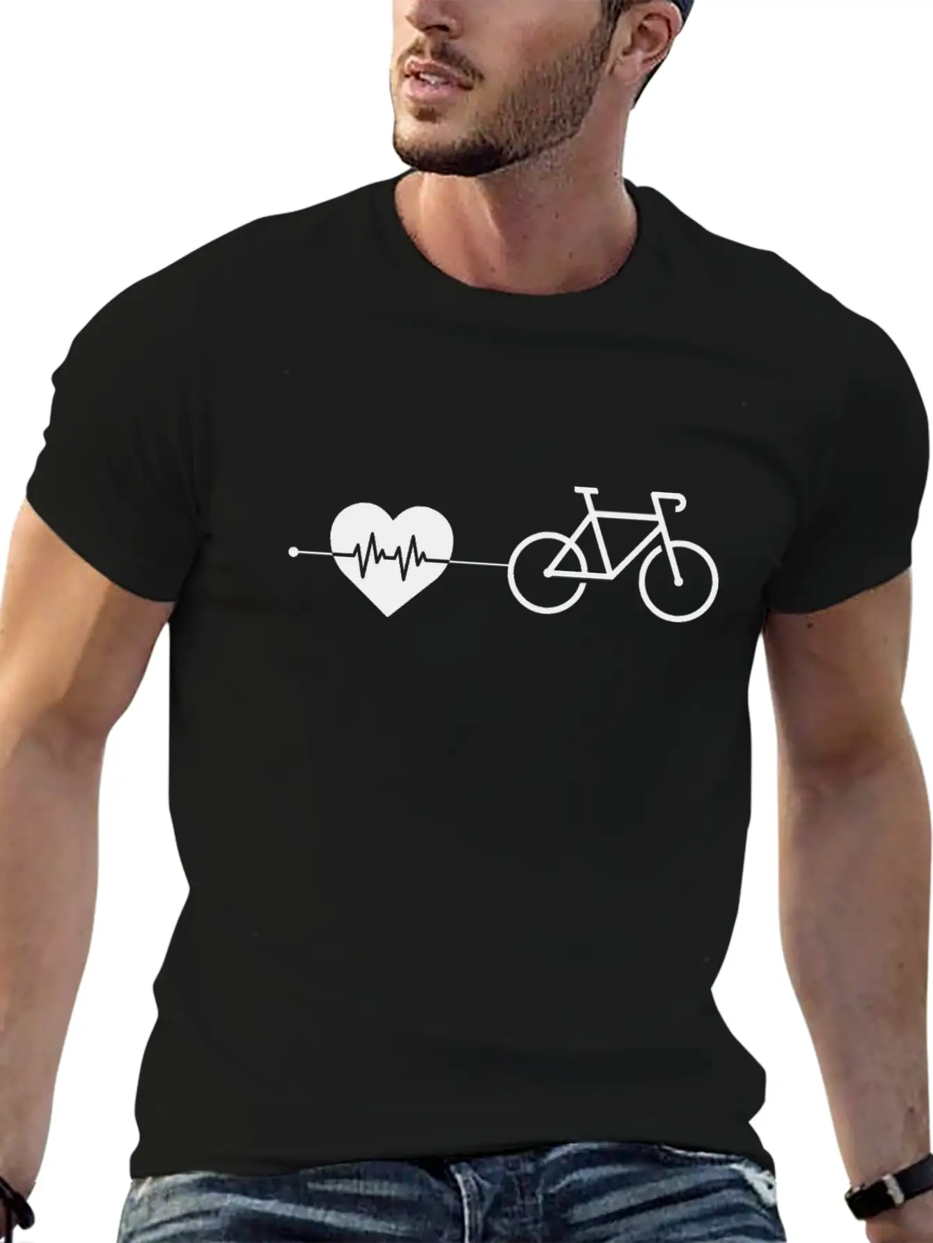 Cycling Heartbeat Unisex Short Sleeve Soft Cotton T-Shirt – Casual Everyday Wear