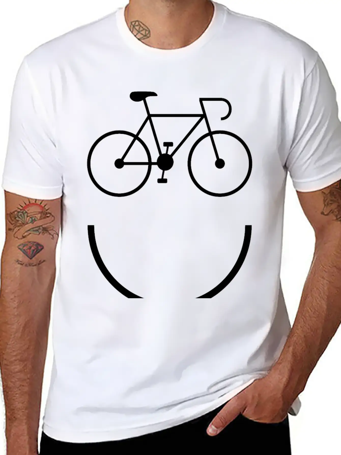 Cycling - Smile And Ride Unisex Short Sleeve Soft Cotton T-Shirt – Casual Everyday Wear