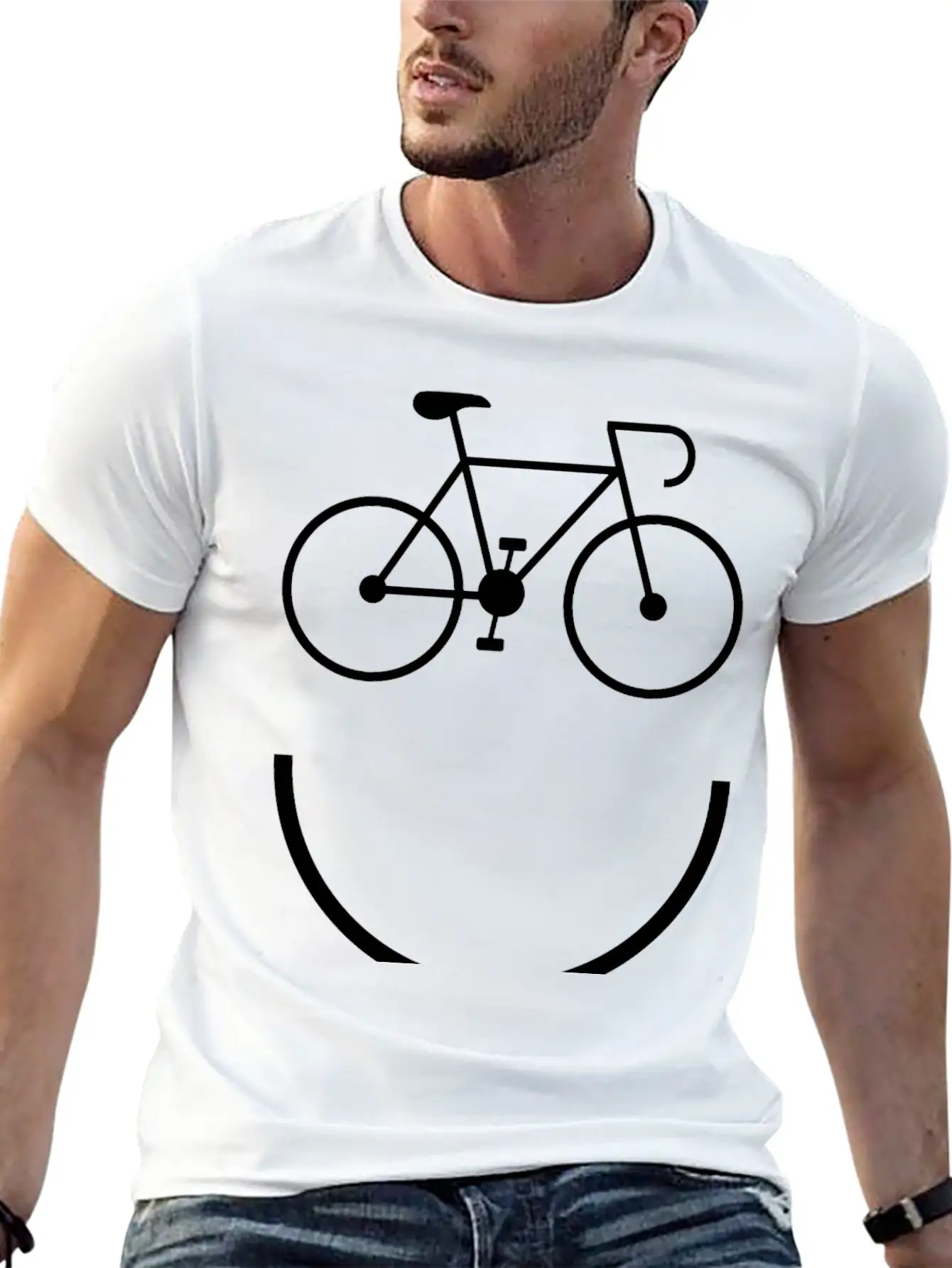 Cycling - Smile And Ride Unisex Short Sleeve Soft Cotton T-Shirt – Casual Everyday Wear