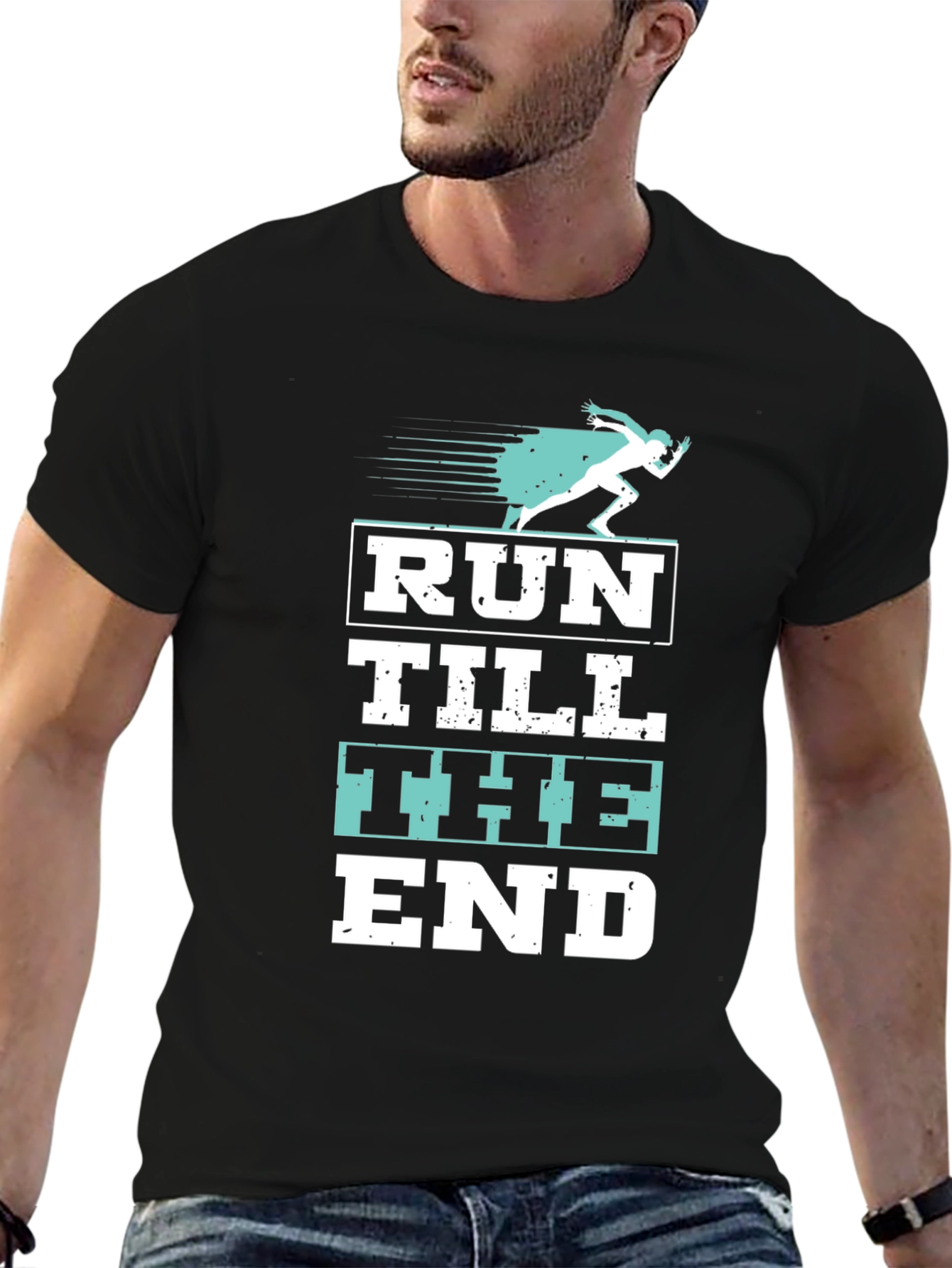 Run Till The End Black Graphic Tee