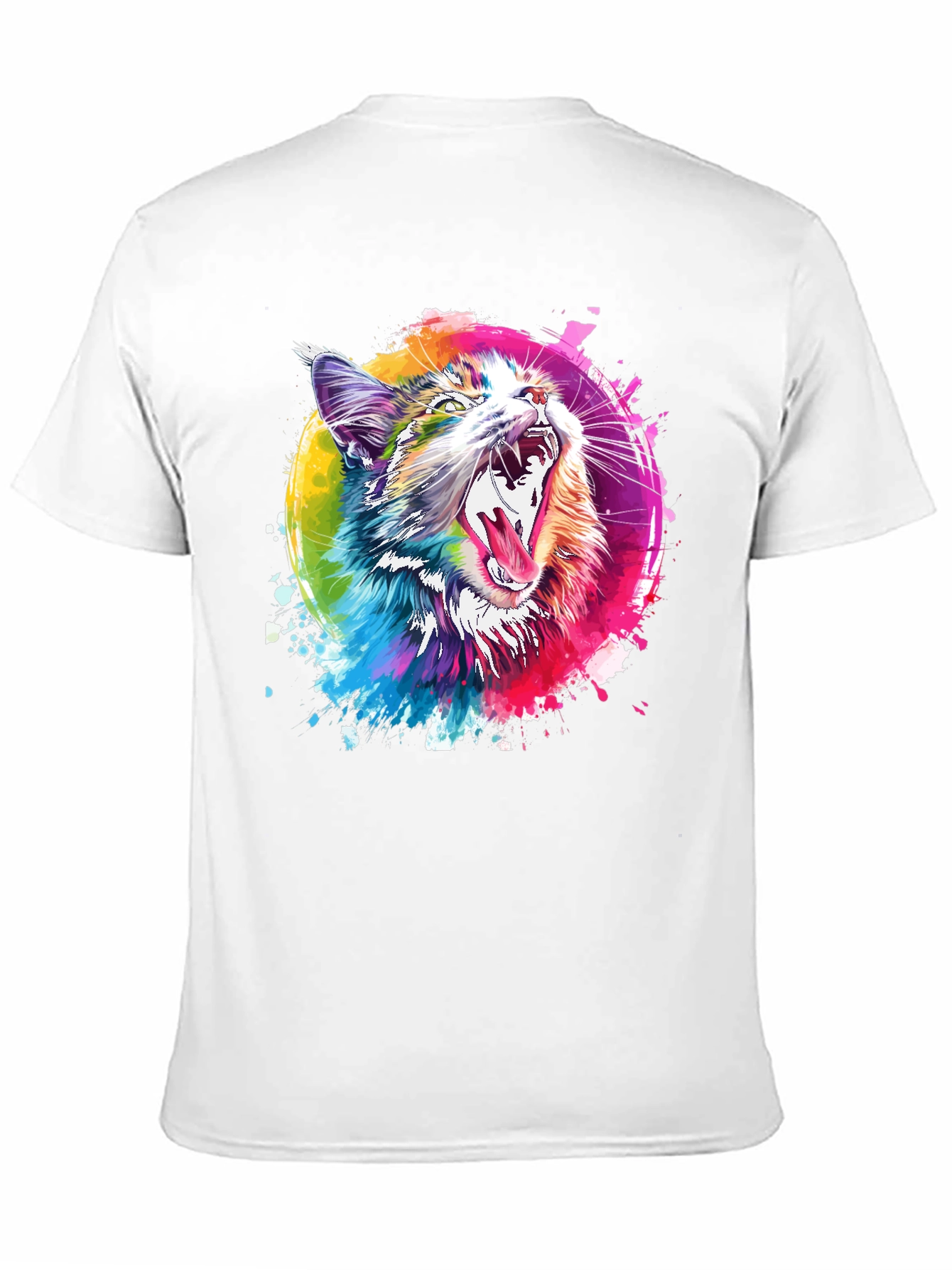 Vibrant Cat Graphic T-Shirt - Artistic Design